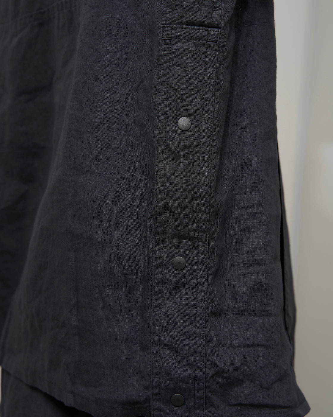 SH ANRK-004 Anorak Shirt (Linen Garment Dye), Ink Black