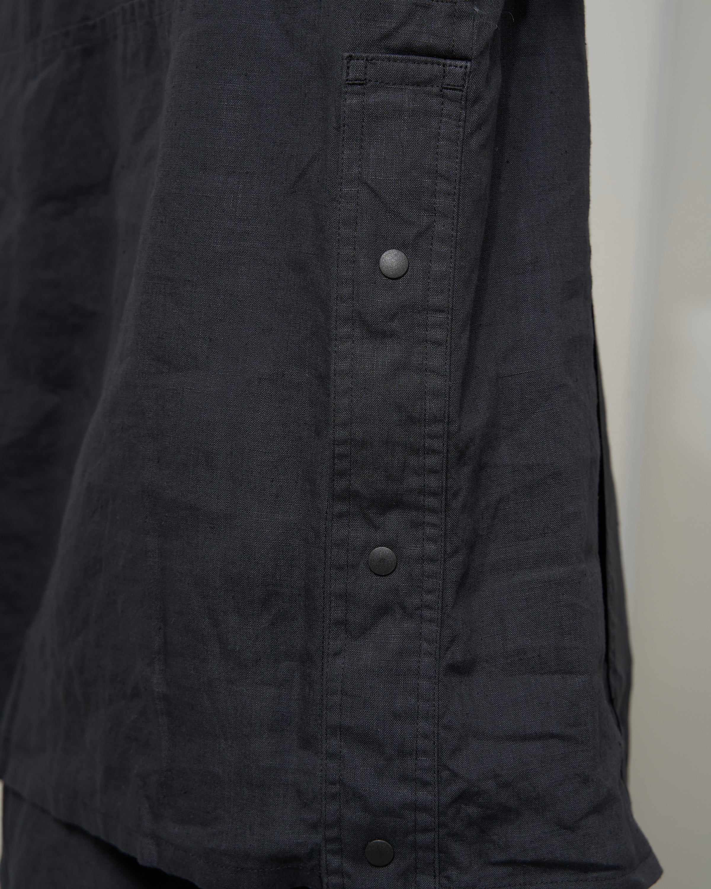 S H ANRK-004 Anorak Shirt(Linen Garment Dye), Ink Black