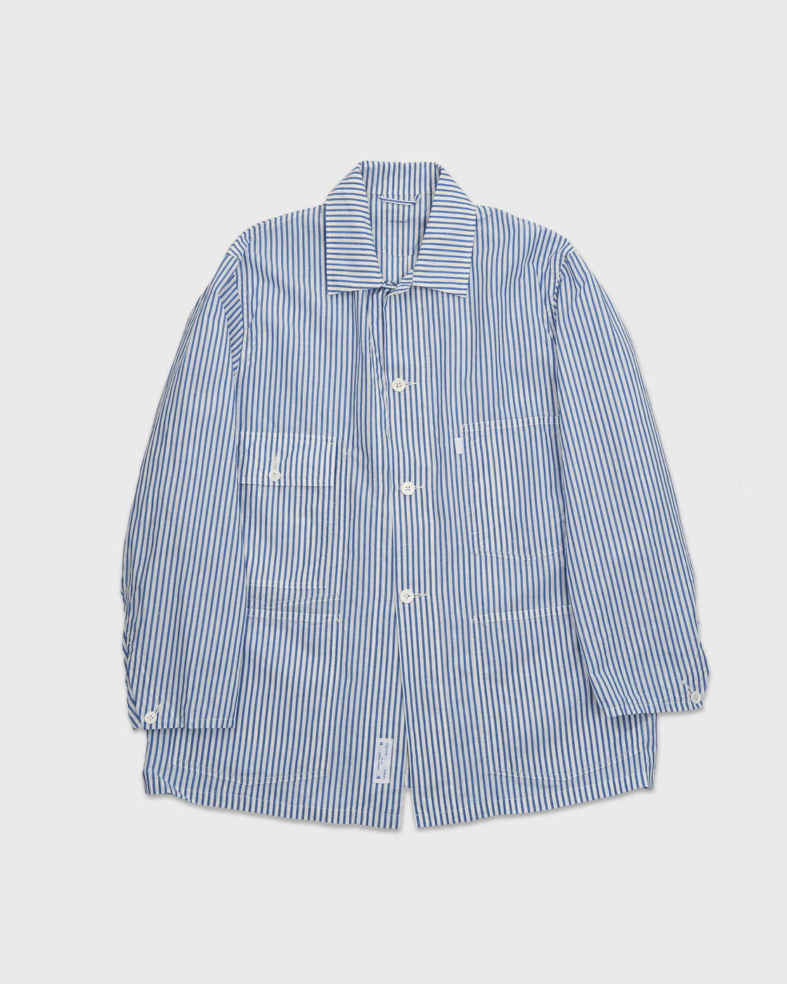 S H CVRL-032 Coverall Shirt(Cotton/Linen), Blue Stripe
