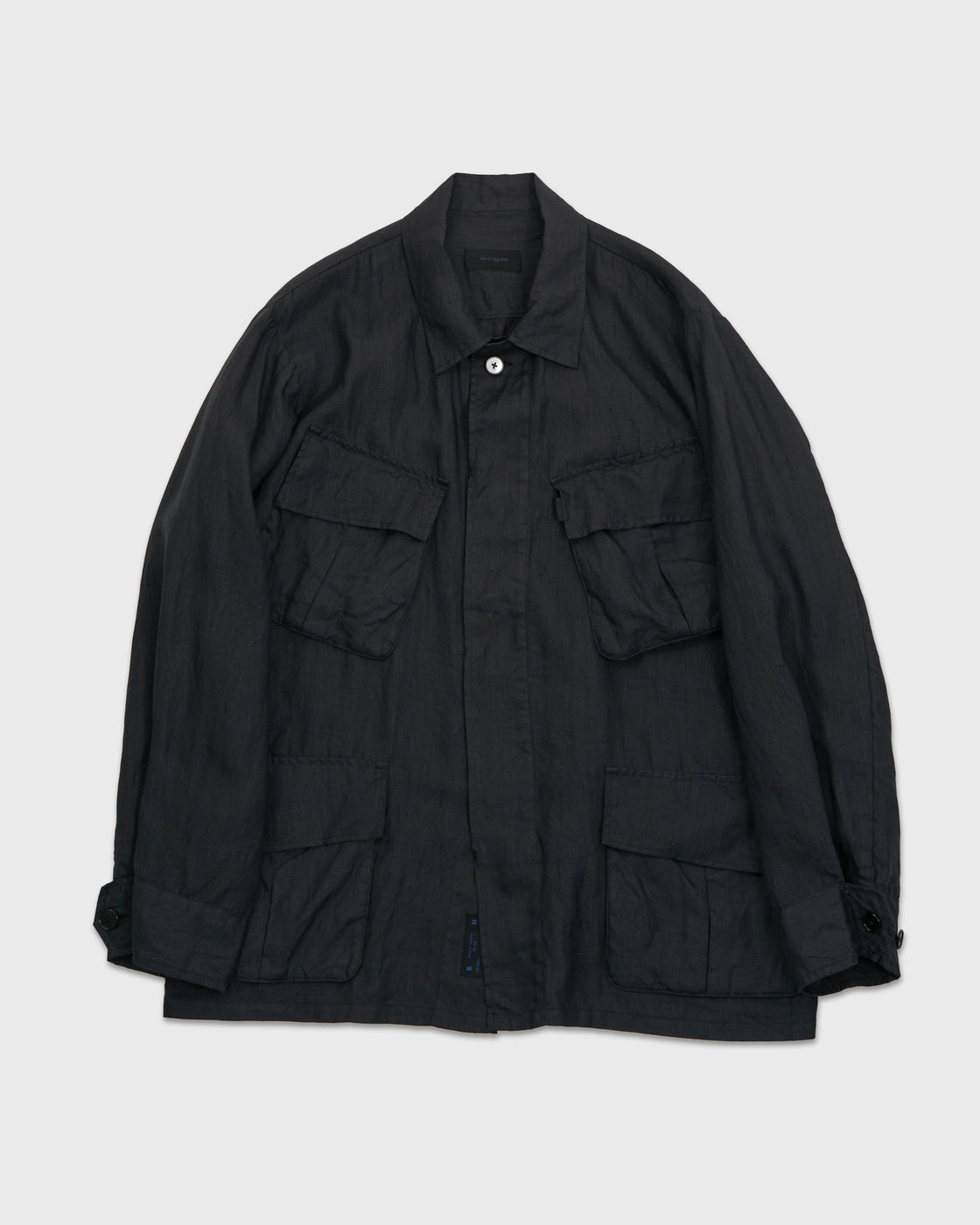 SH FTGJ-004 Fatigue Shirt (Linen Garment Dye), Ink Black