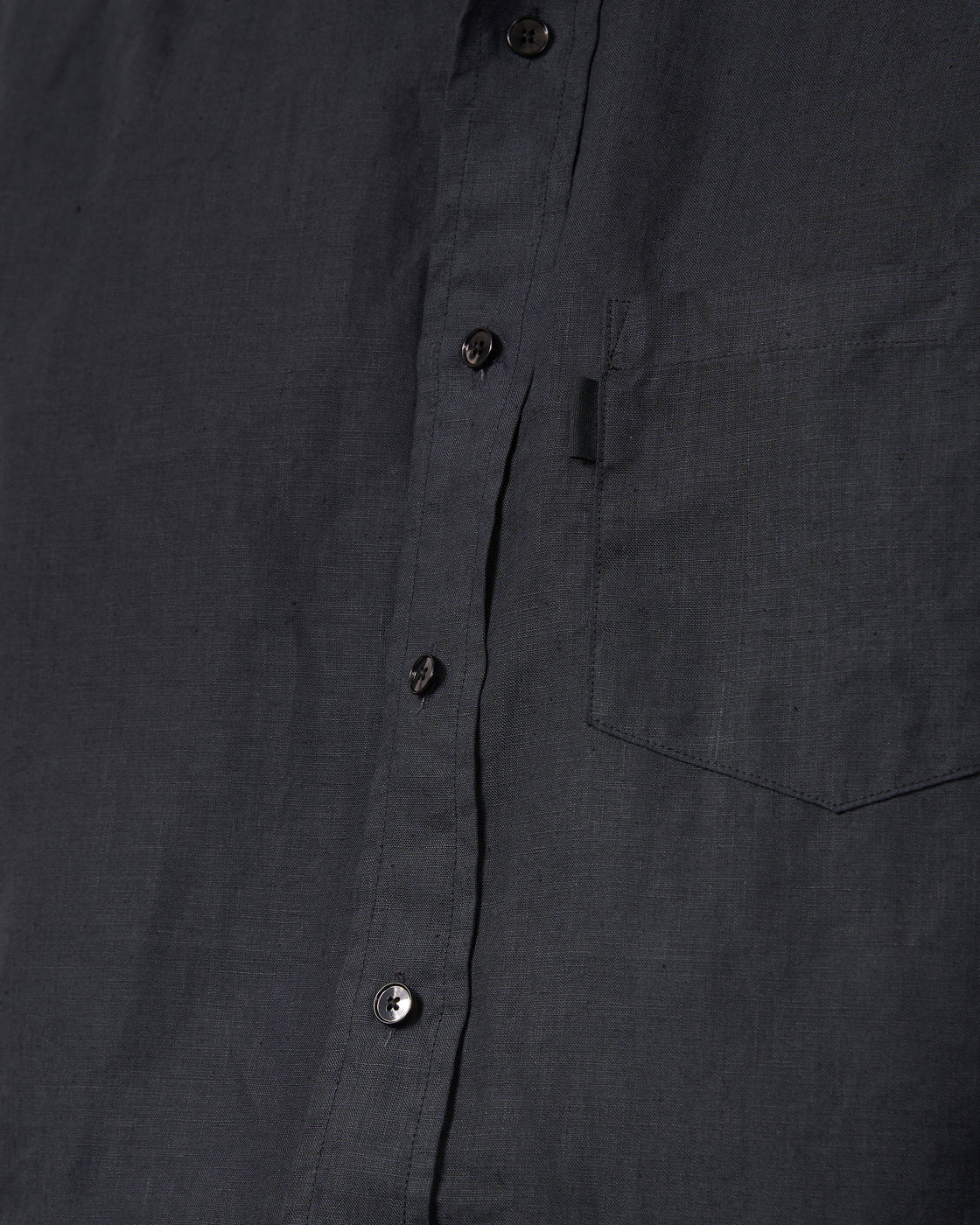S H GMBT-004 Regular Collar Shirt(Linen Garment Dye), Ink Black