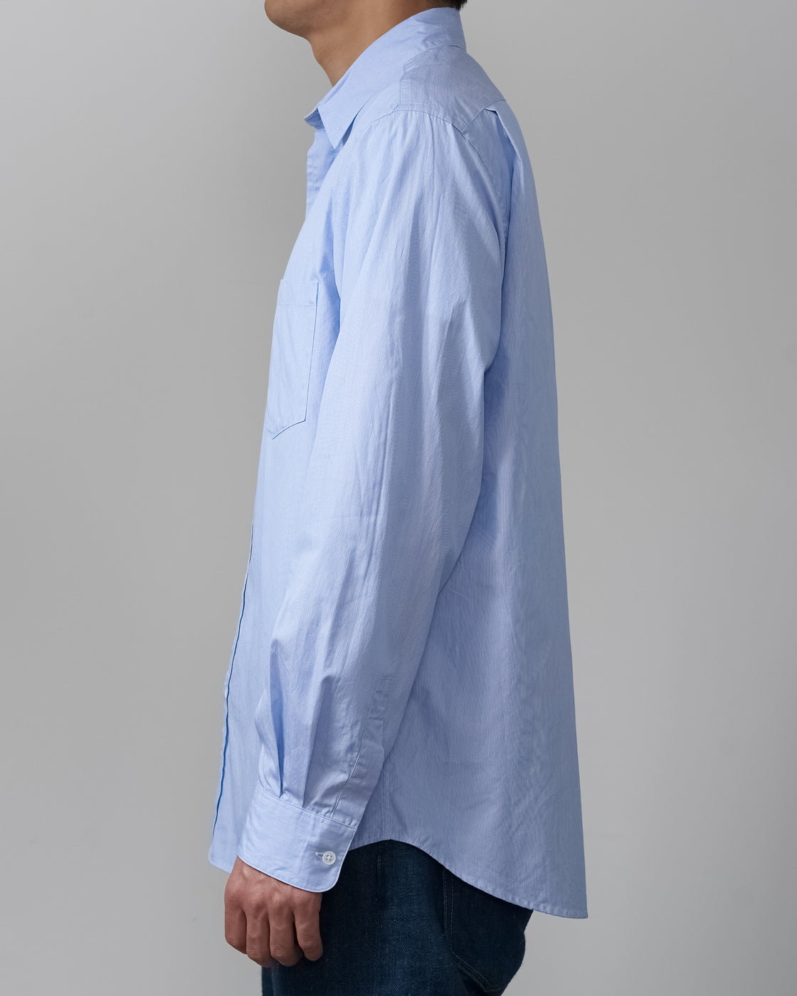 S H GMBT-005 Regular Collar Shirt, LT Blue Stripe