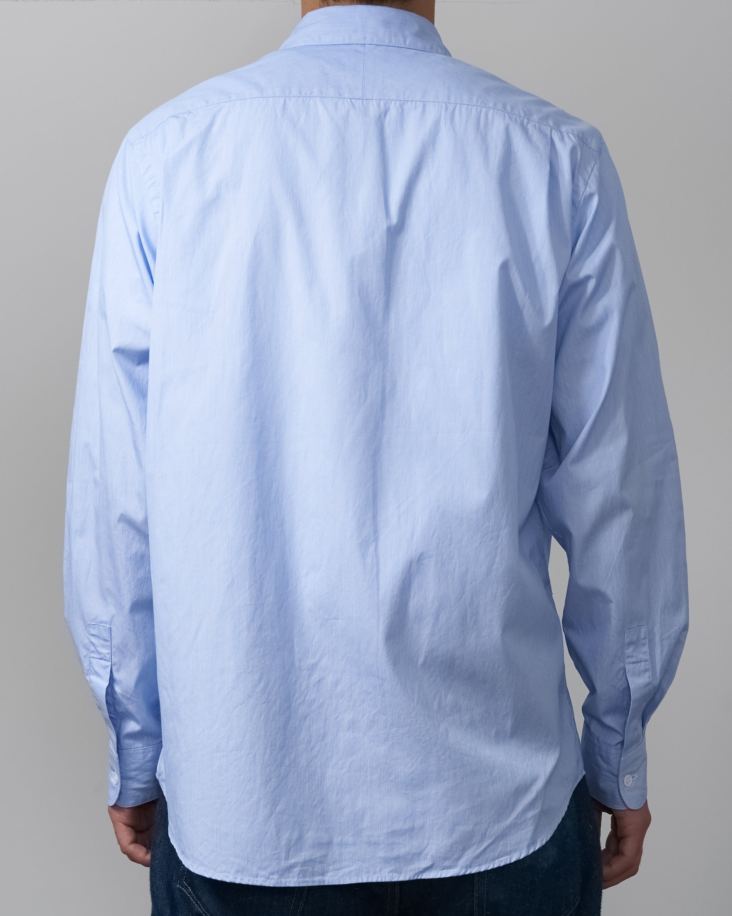 S H GMBT-005 Regular Collar Shirt, LT Blue Stripe