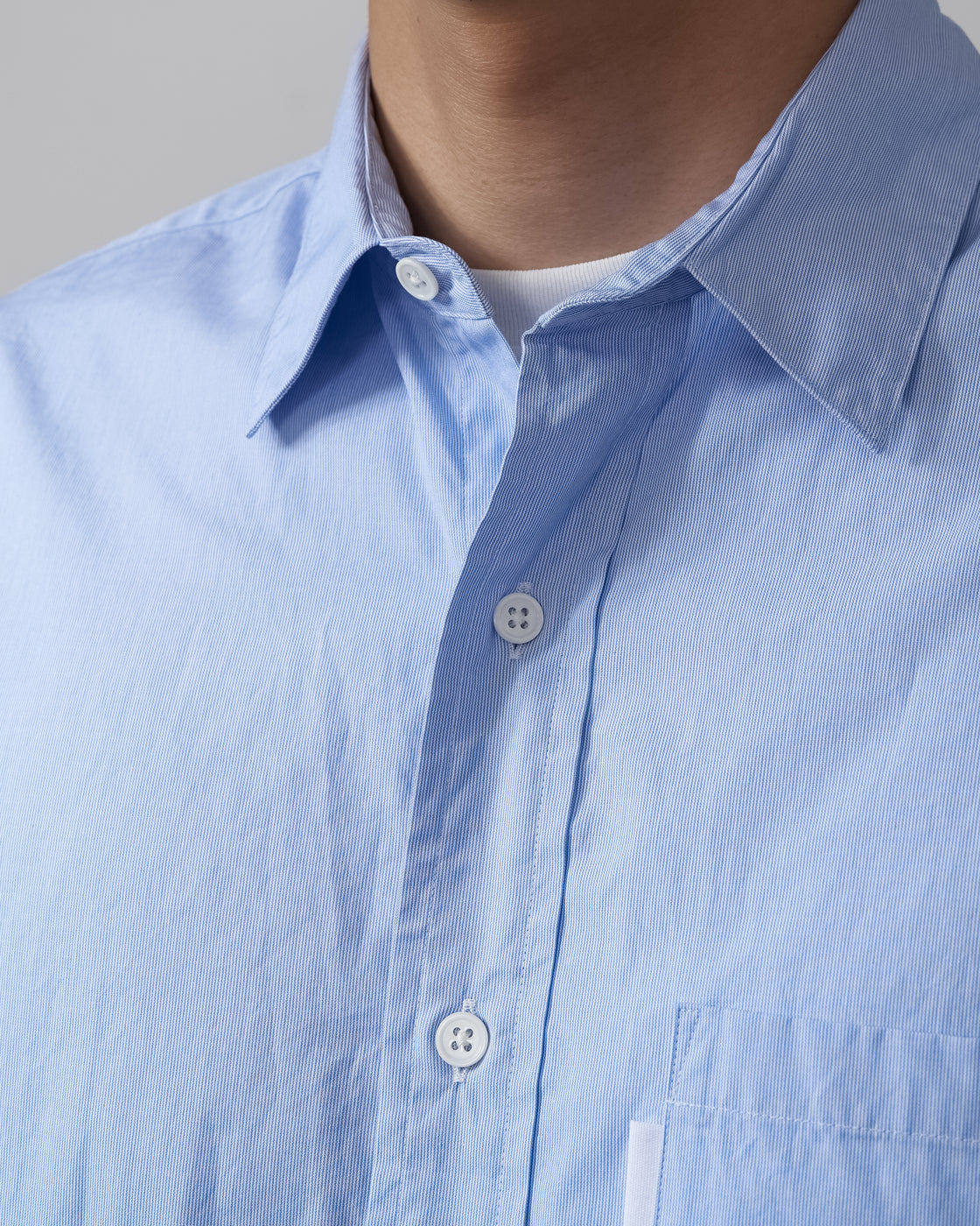 S H GMBT-005 Regular Collar Shirt, LT Blue Stripe