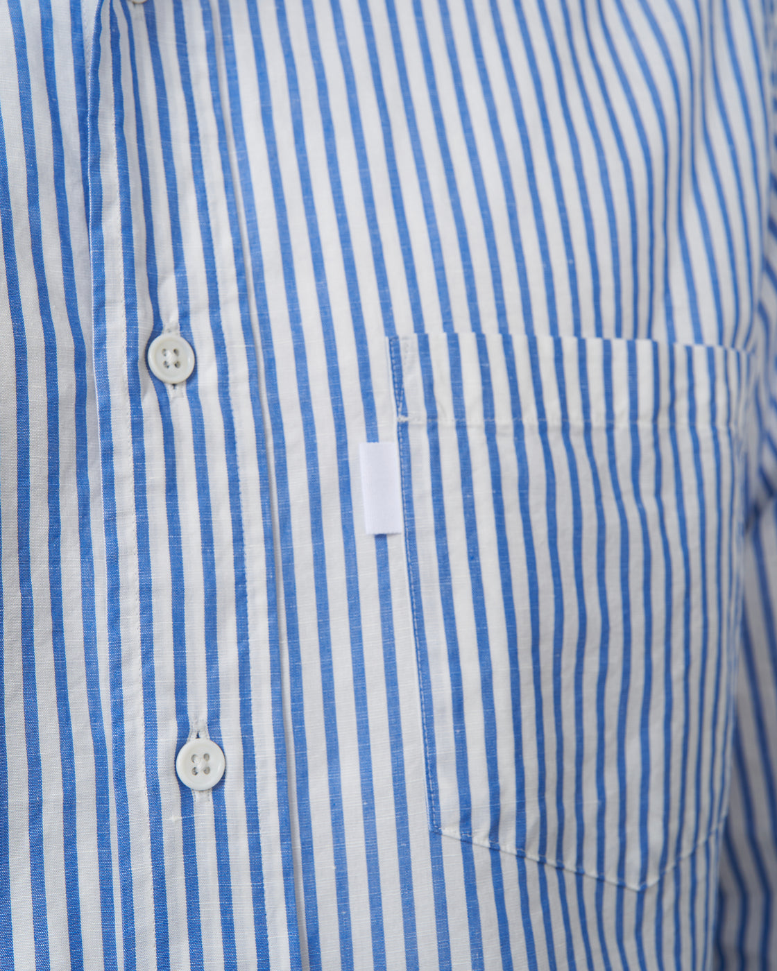 S H GMBT-032 Regular Collar Shirt(Cotton/Linen), Blue Stripe