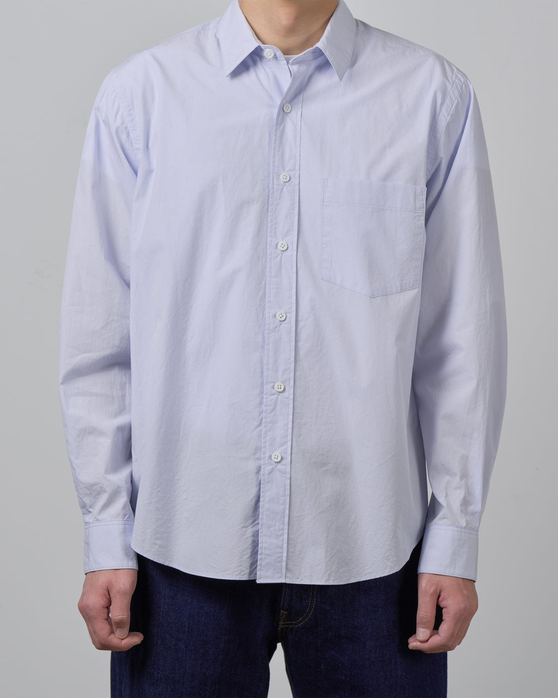 S H Cotton Regular Collar Shirt, Light Blue