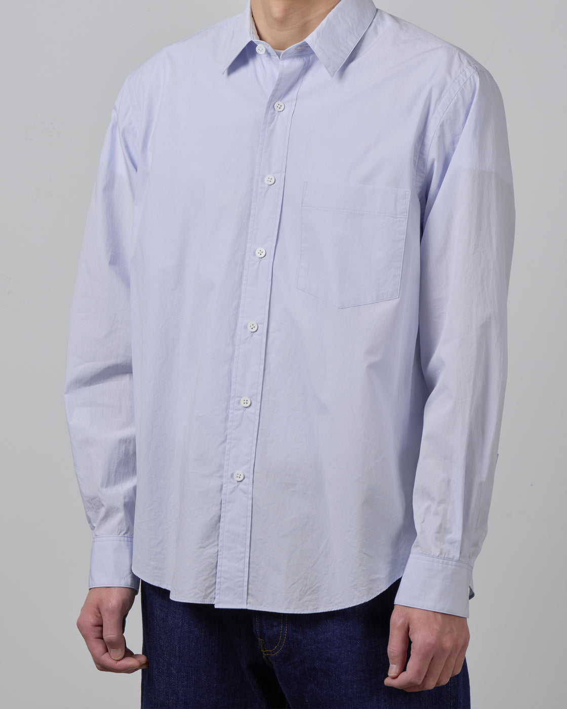 S H Cotton Regular Collar Shirt, Light Blue