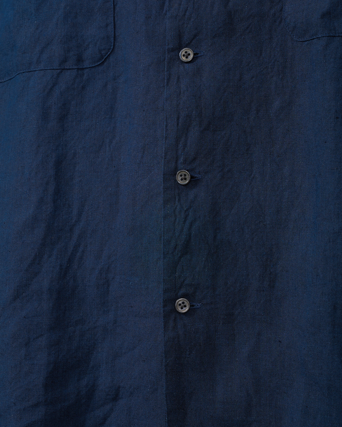 S H Linen Open Collar Shirt, Indigo