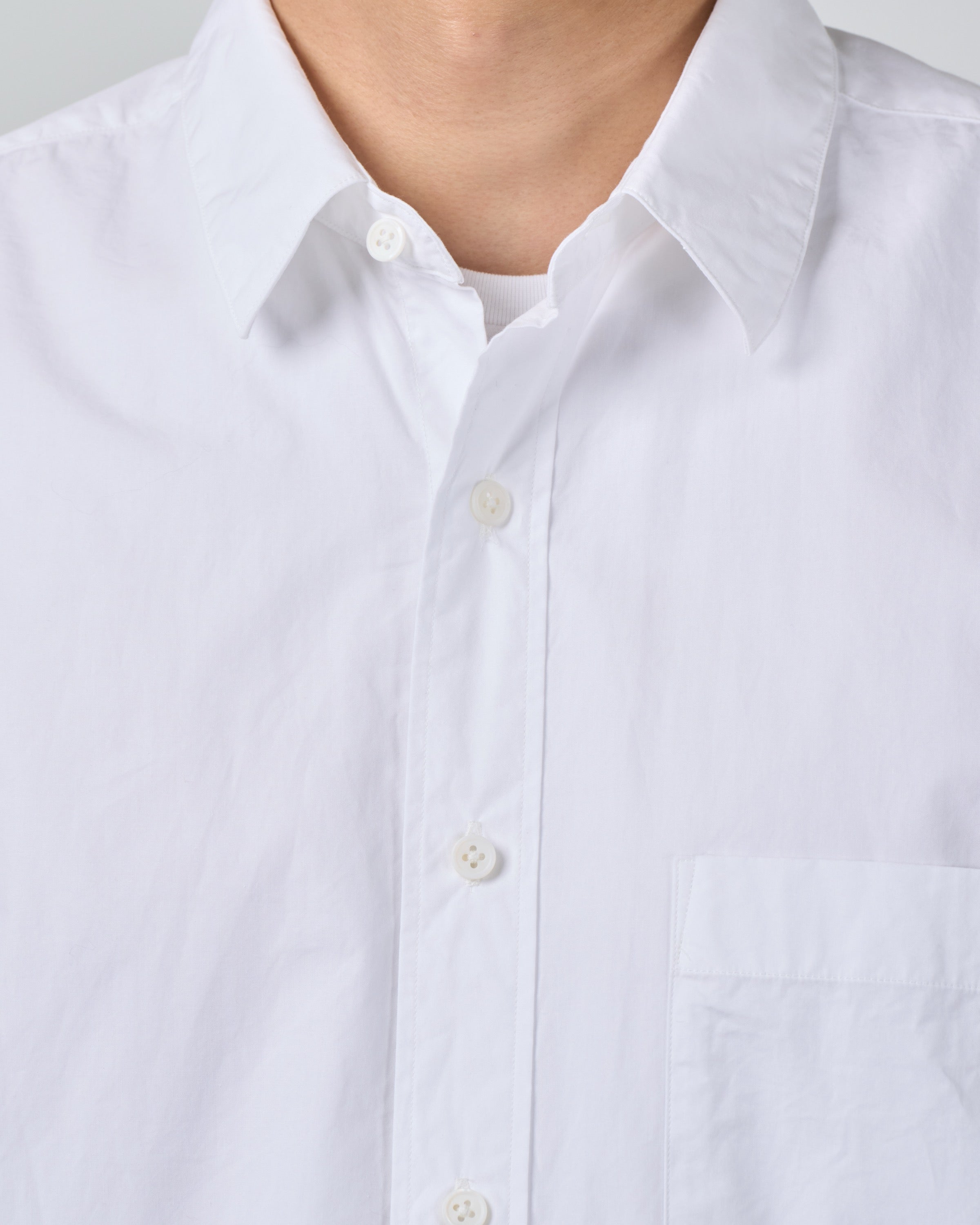 S H Cotton Regular Collar Shirt, White