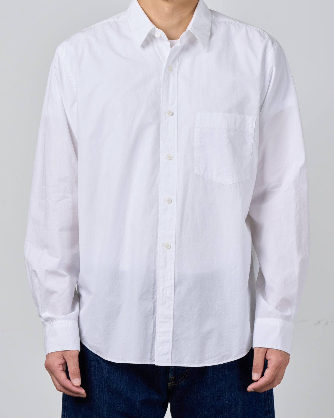 S H Cotton Regular Collar Shirt, White