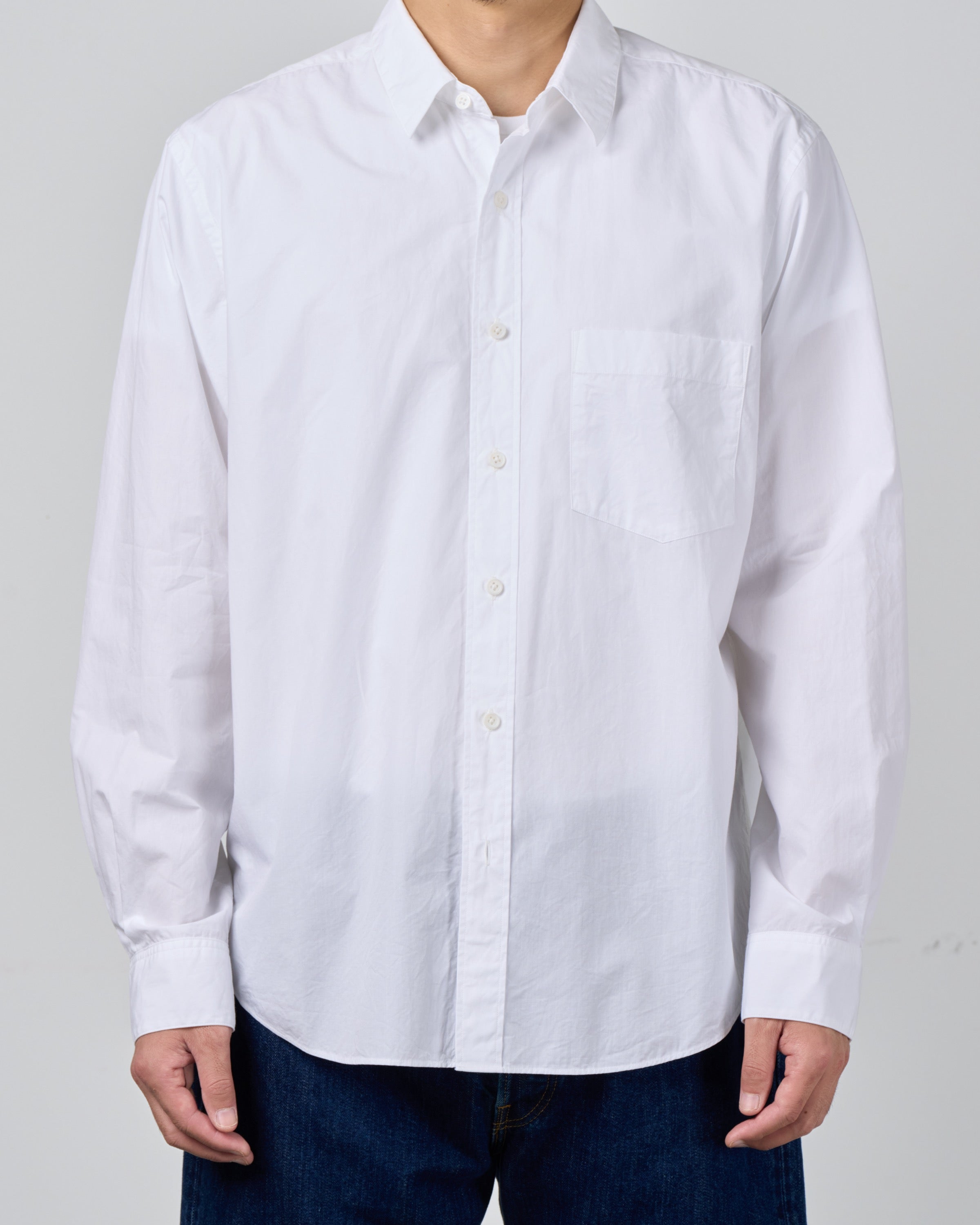 S H Cotton Regular Collar Shirt, White