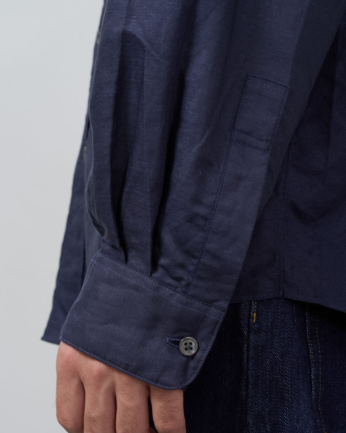 S H Cotton Linen Regular Collar Shirt Navy サイズ詳細写真 Keylime Tokyo size chart コットンリネンブレンド ネイビー メンズ長袖シャツ カジュアル 