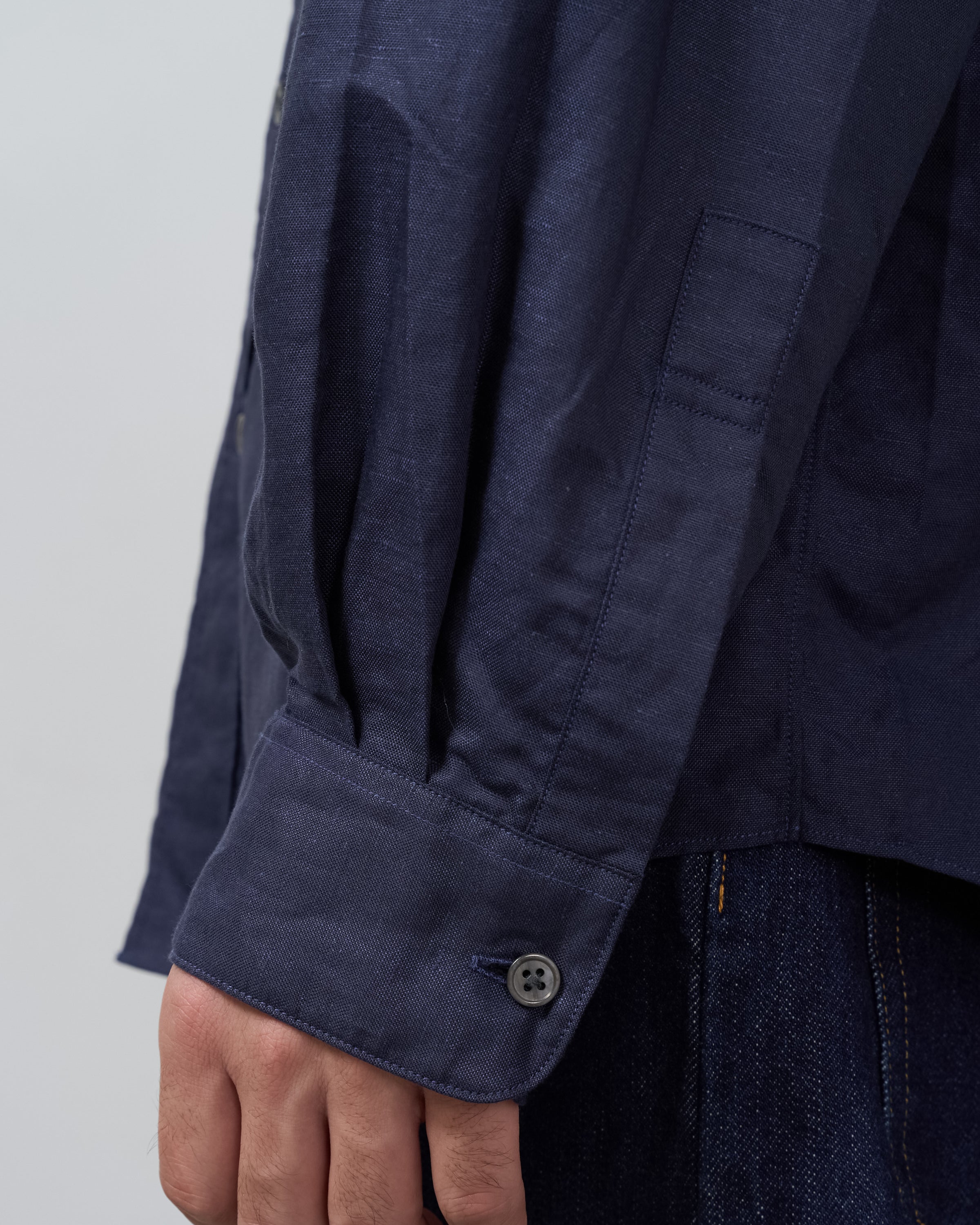S H Cotton Linen Regular Collar Shirt Navy サイズ詳細写真 Keylime Tokyo size chart コットンリネンブレンド ネイビー メンズ長袖シャツ カジュアル 