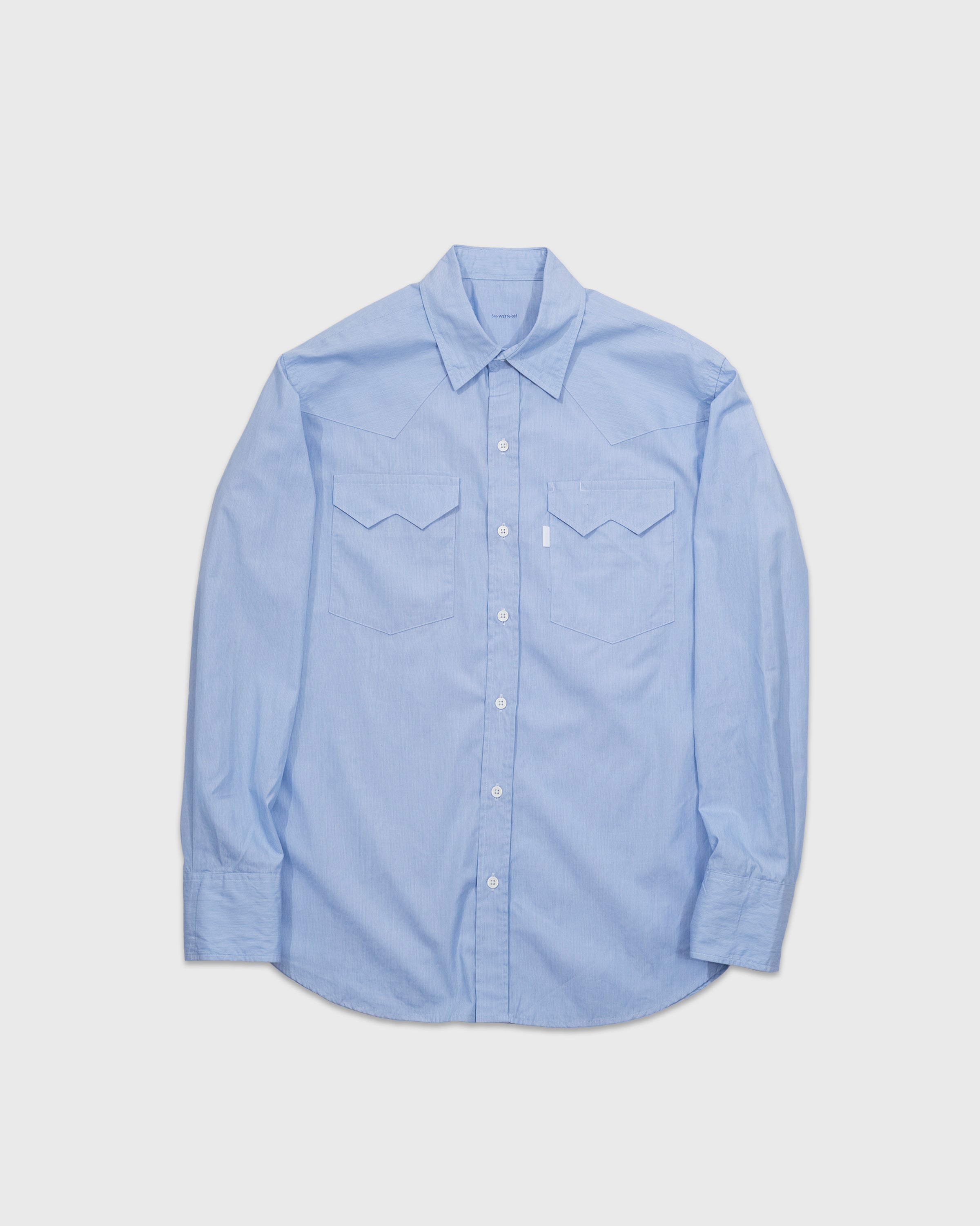 S H WSTN-005 Western Shirt, LT Blue Stripe