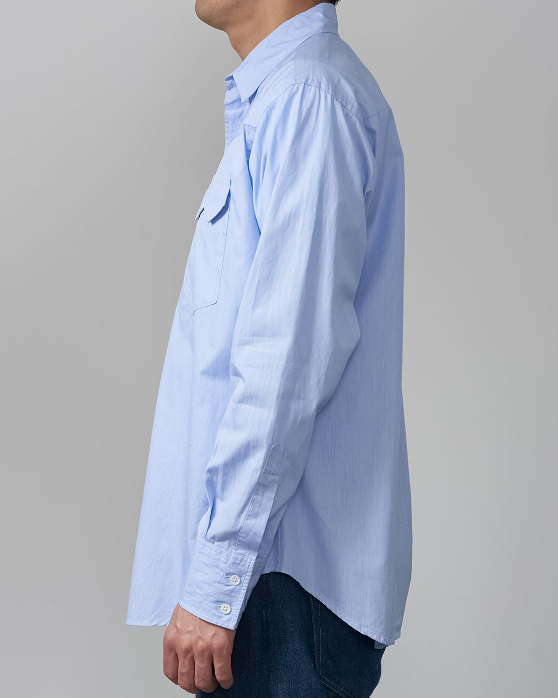 S H WSTN-005 Western Shirt, LT Blue Stripe