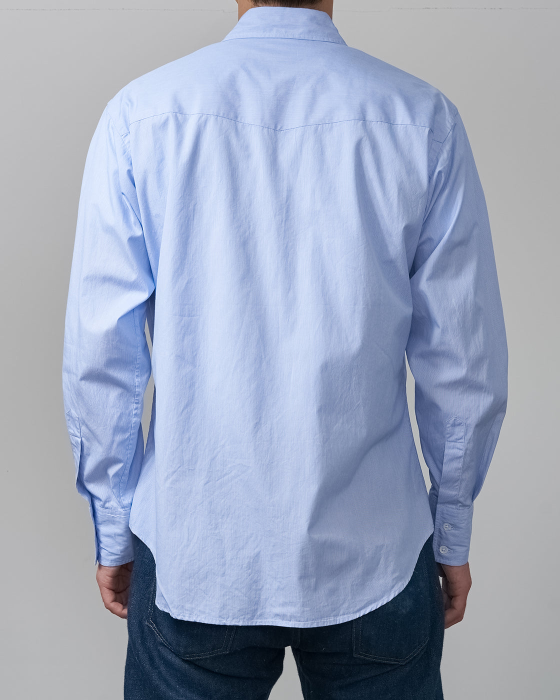 S H WSTN-005 Western Shirt, LT Blue Stripe