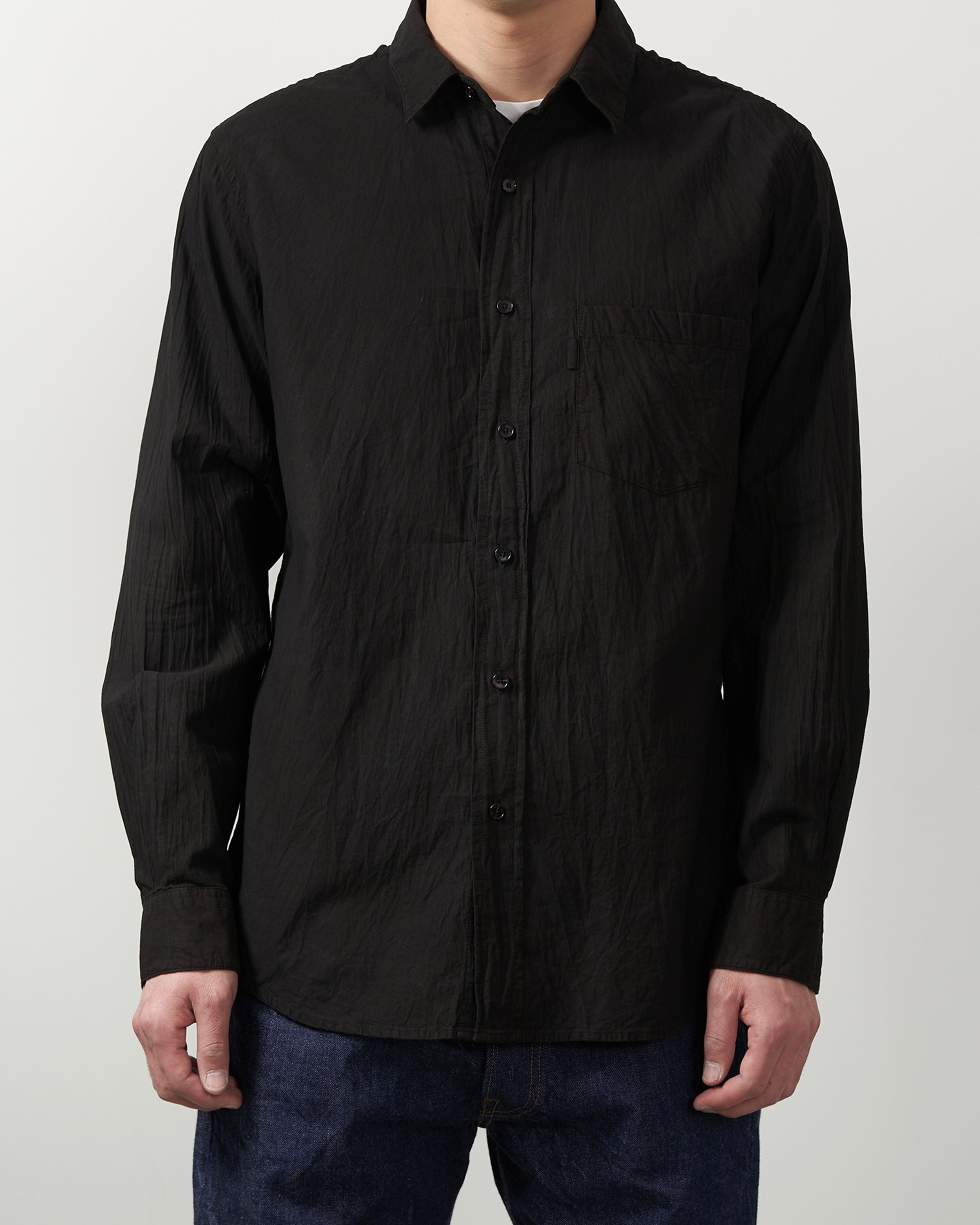 S H GMBT-011 Regular Collar Shirt(藍泥染), Black