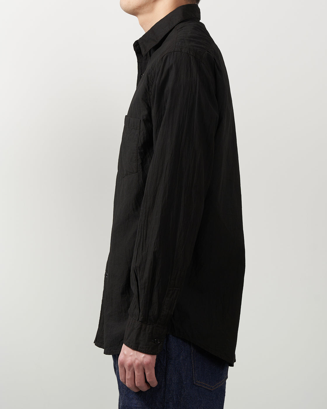 S H GMBT-011 Regular Collar Shirt(藍泥染), Black