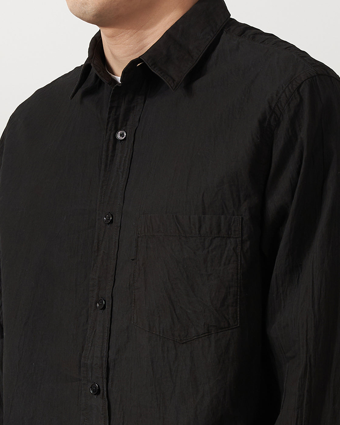 S H GMBT-011 Regular Collar Shirt(藍泥染), Black