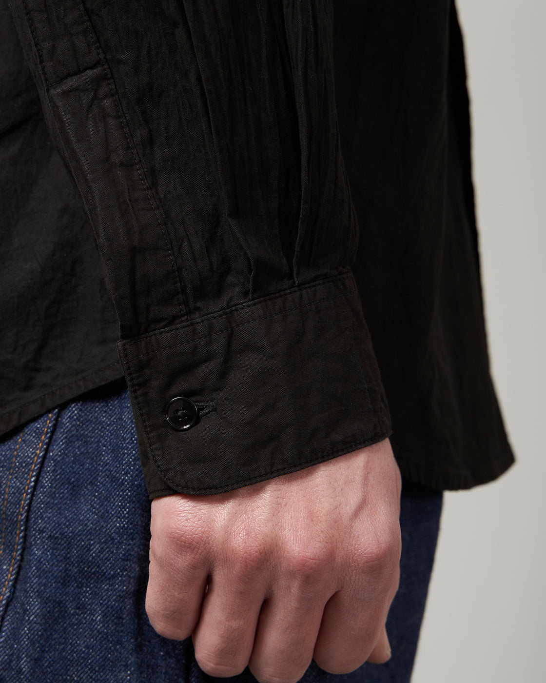 S H GMBT-011 Regular Collar Shirt(藍泥染), Black