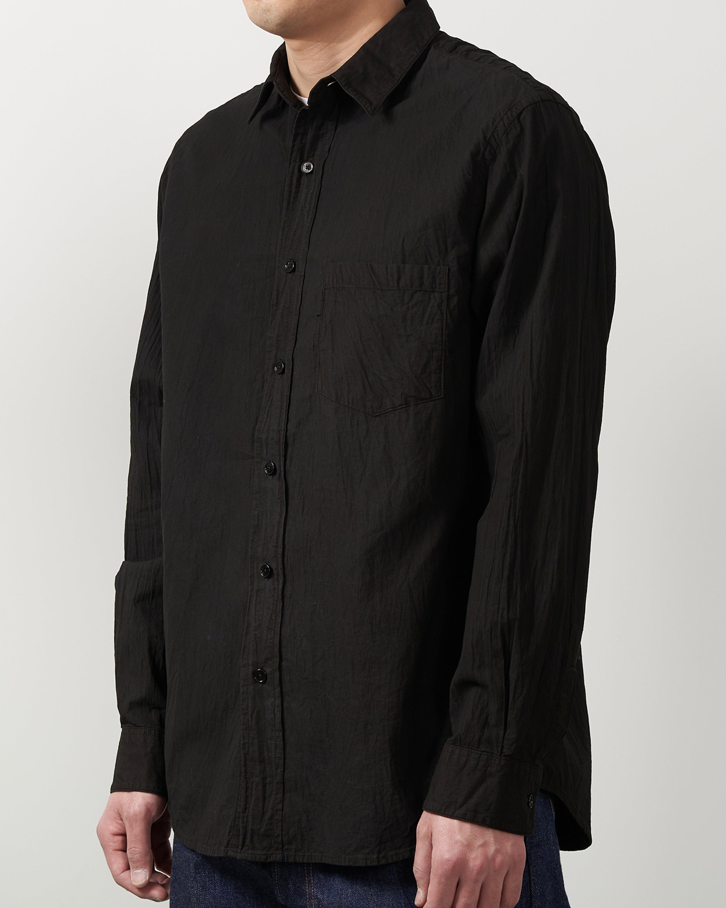 S H GMBT-011 Regular Collar Shirt(藍泥染), Black