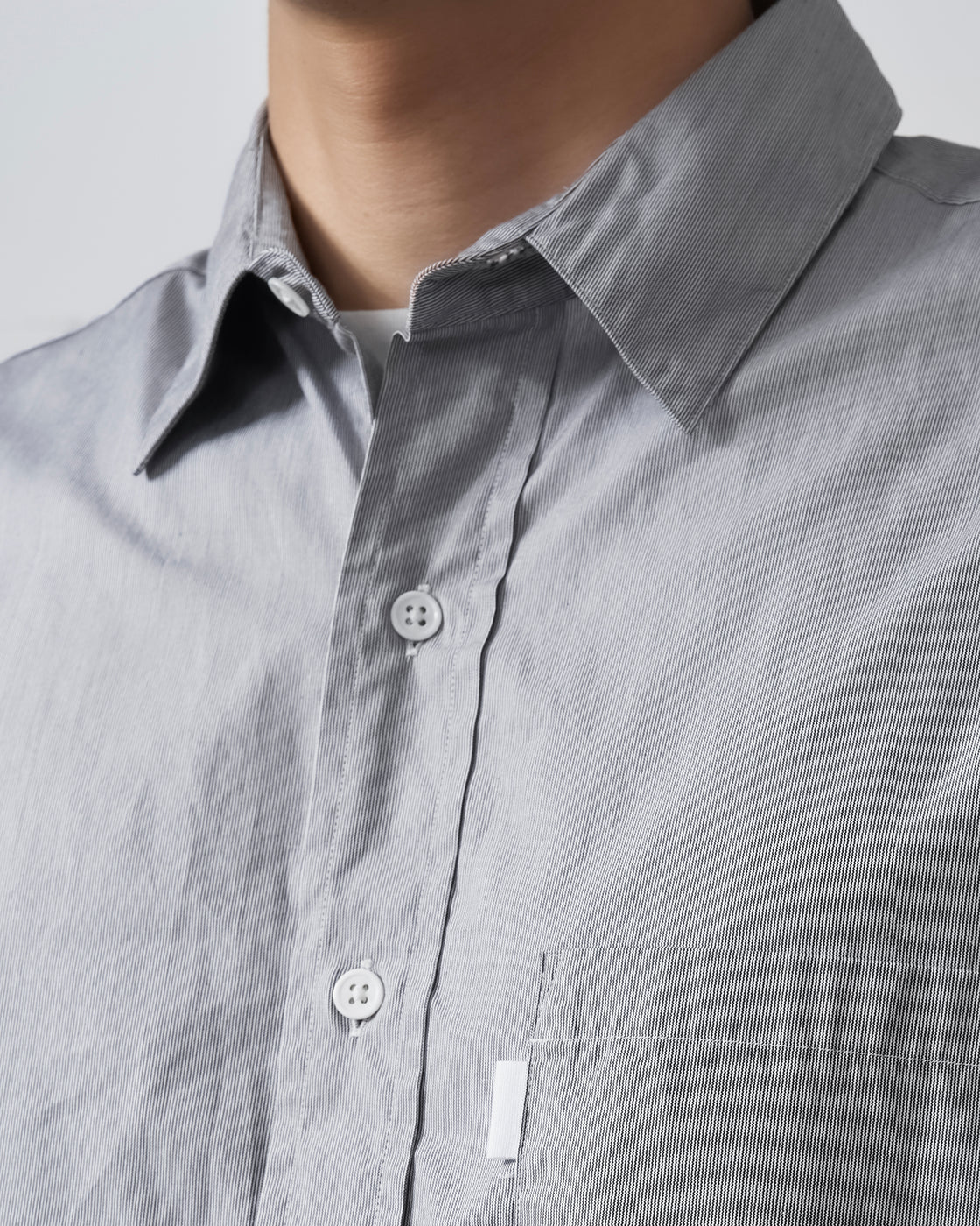 S H GMBT-005 Regular Collar Shirt, Black Stripe