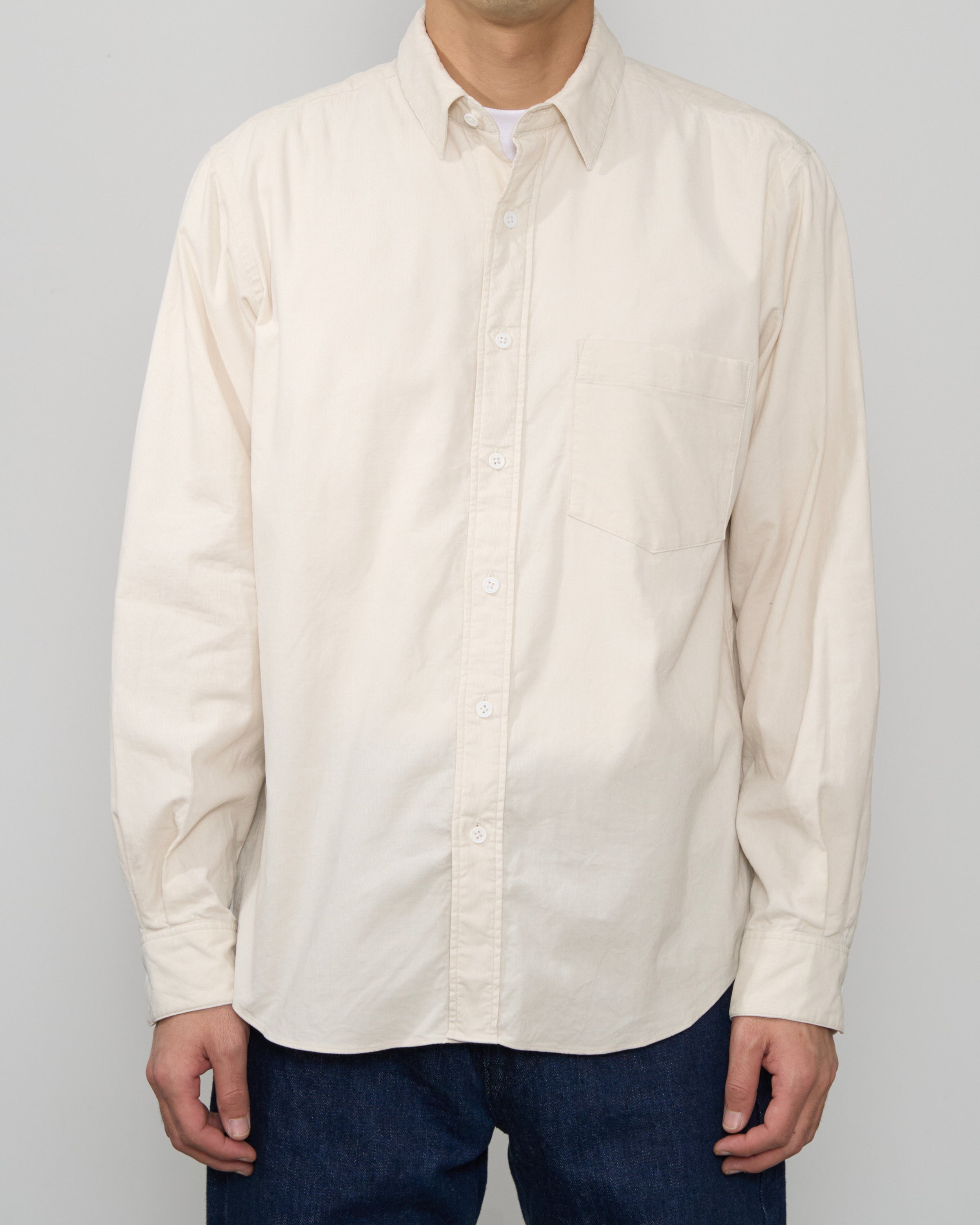 S H Regular Collar Shirt (Corduroy), Ivory