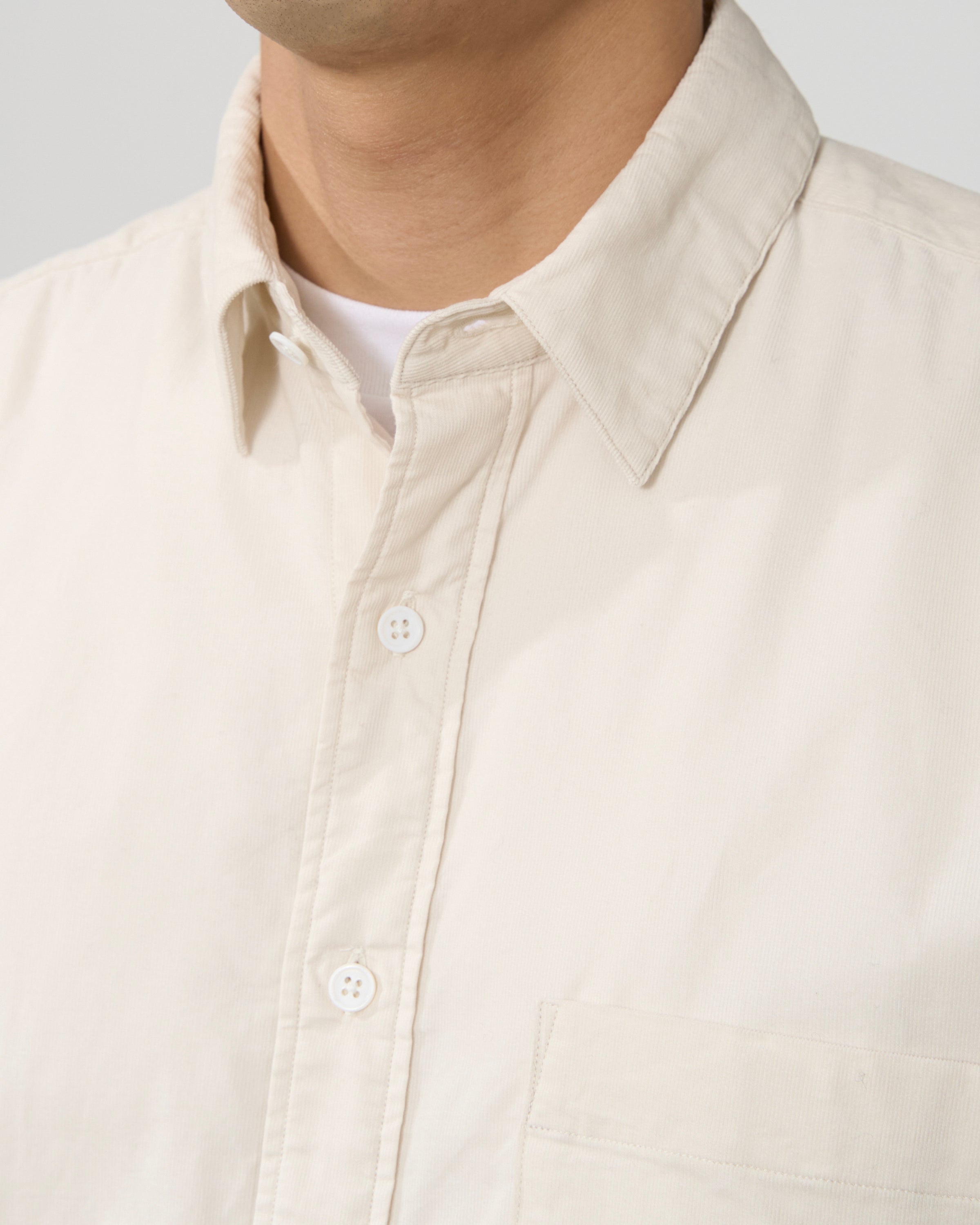 S H Regular Collar Shirt (Corduroy), Ivory