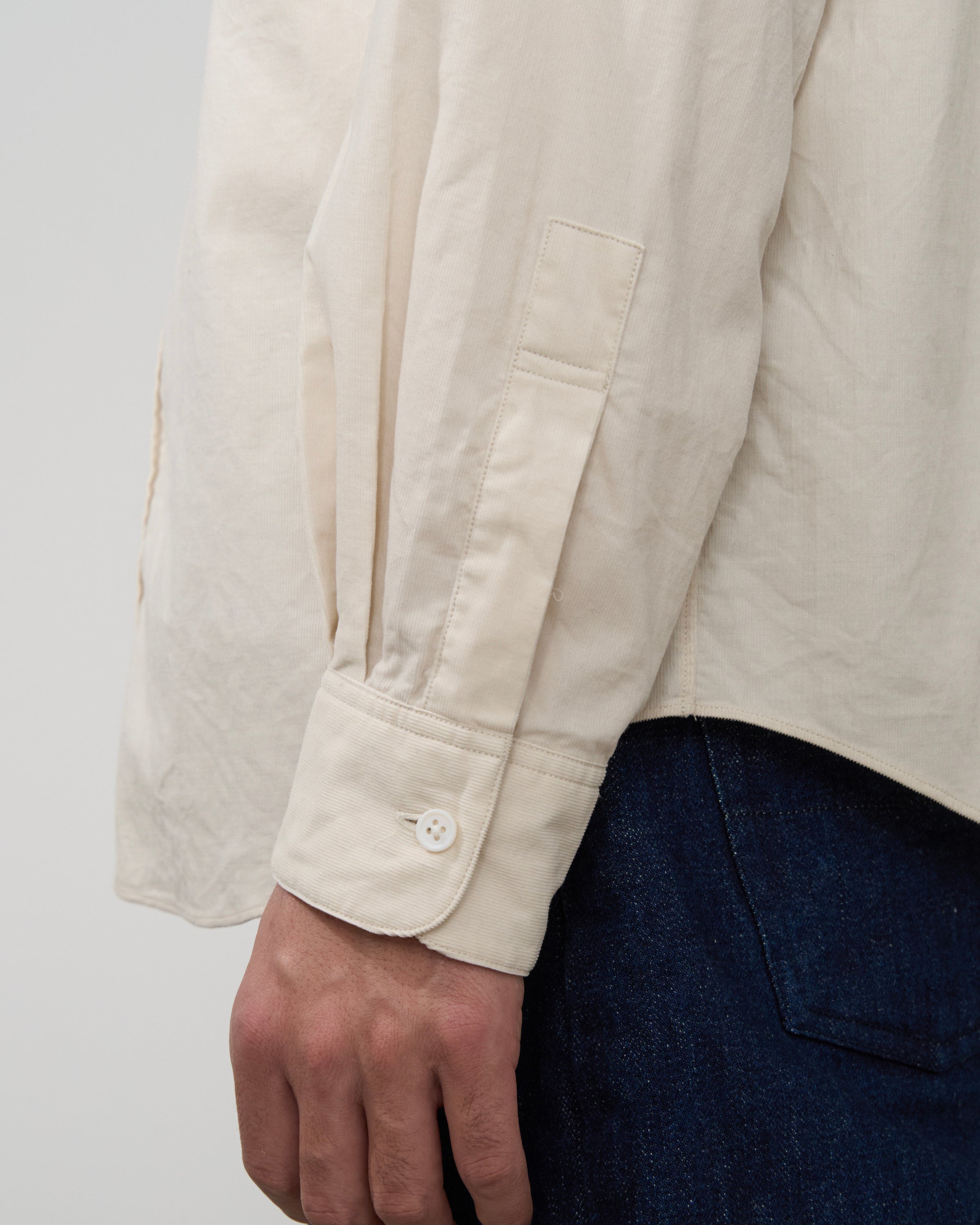 S H Regular Collar Shirt (Corduroy), Ivory