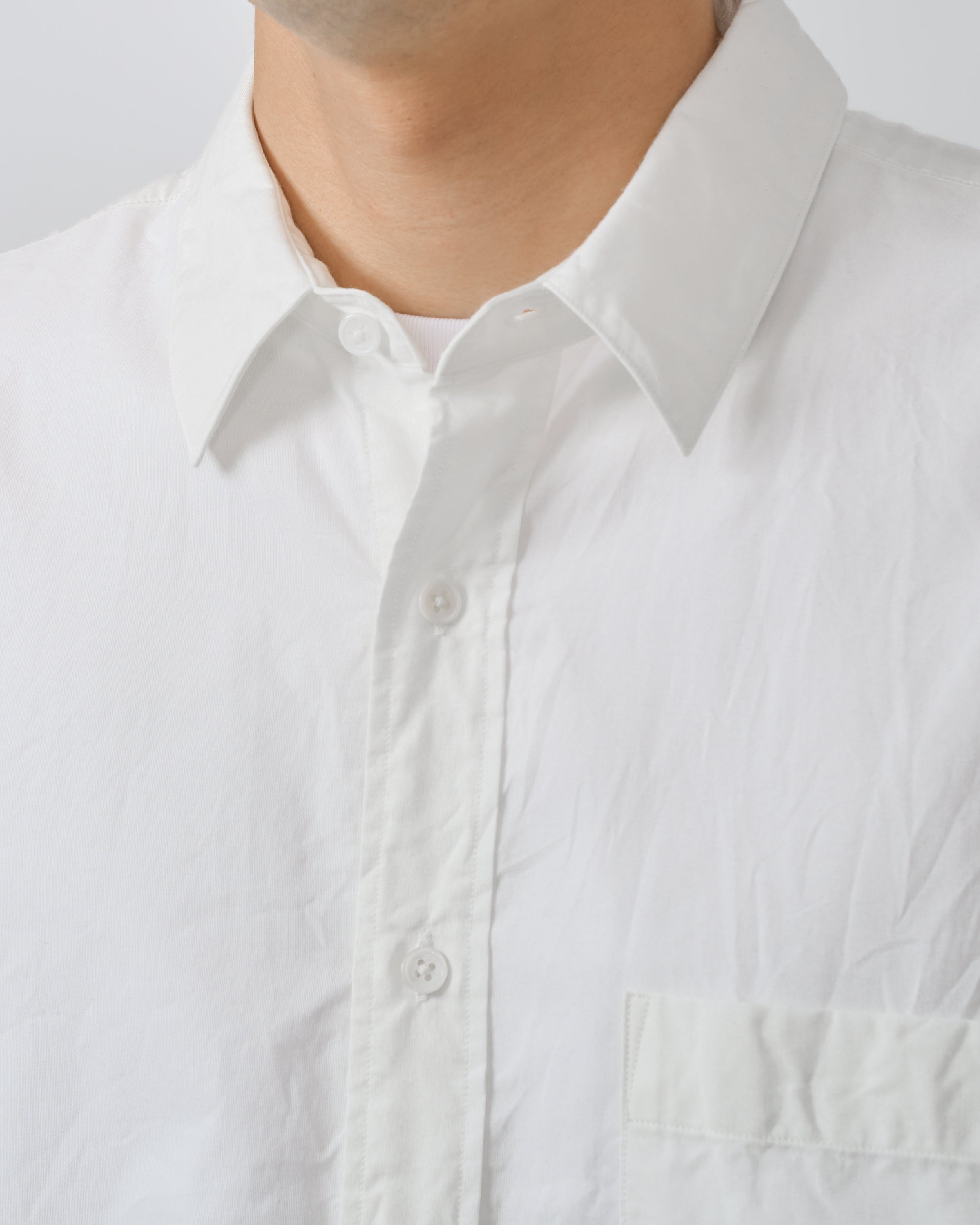 S H Cotton Regular Collar Shirt, White