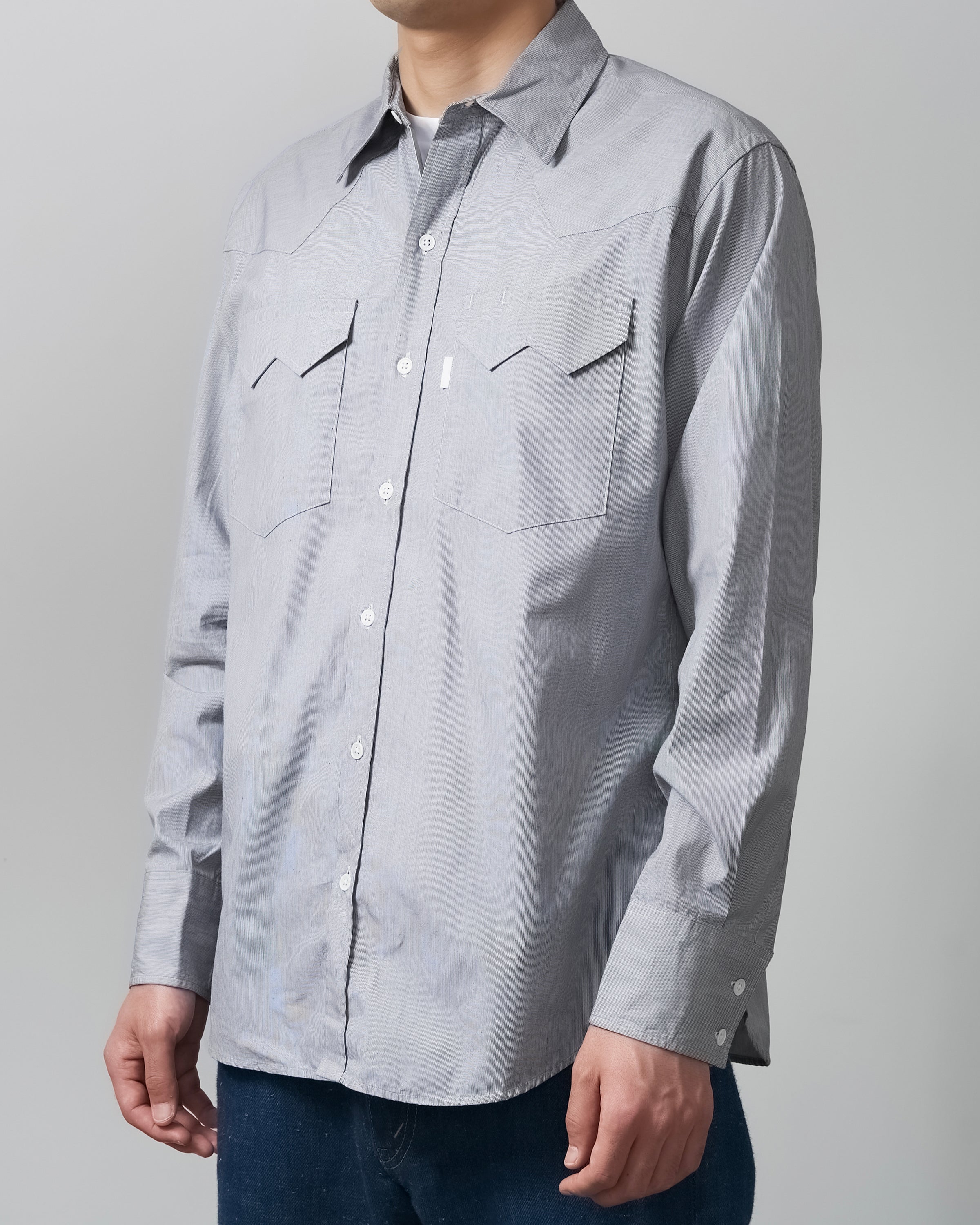 S H WSTN-005 Western Shirt, Black Stripe