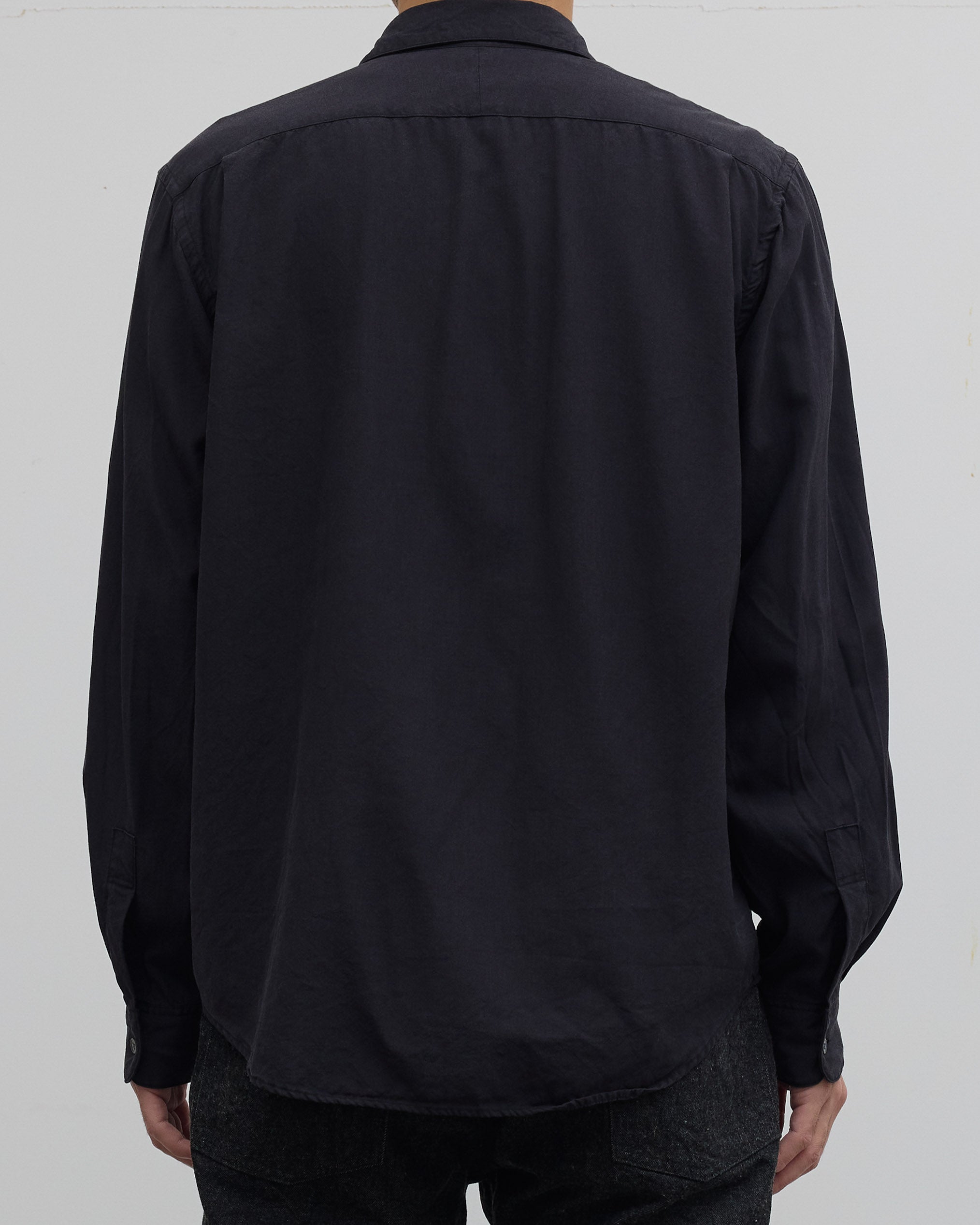 SH Wool/Silk Regular Collar Shirt, Black