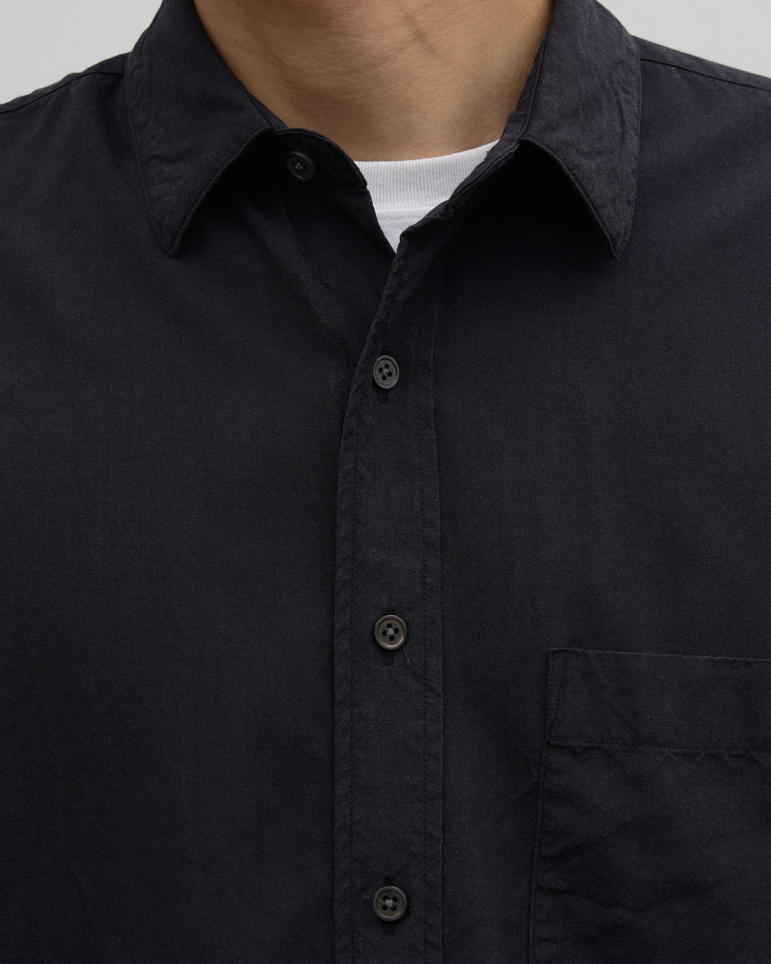 SH Wool/Silk Regular Collar Shirt, Black