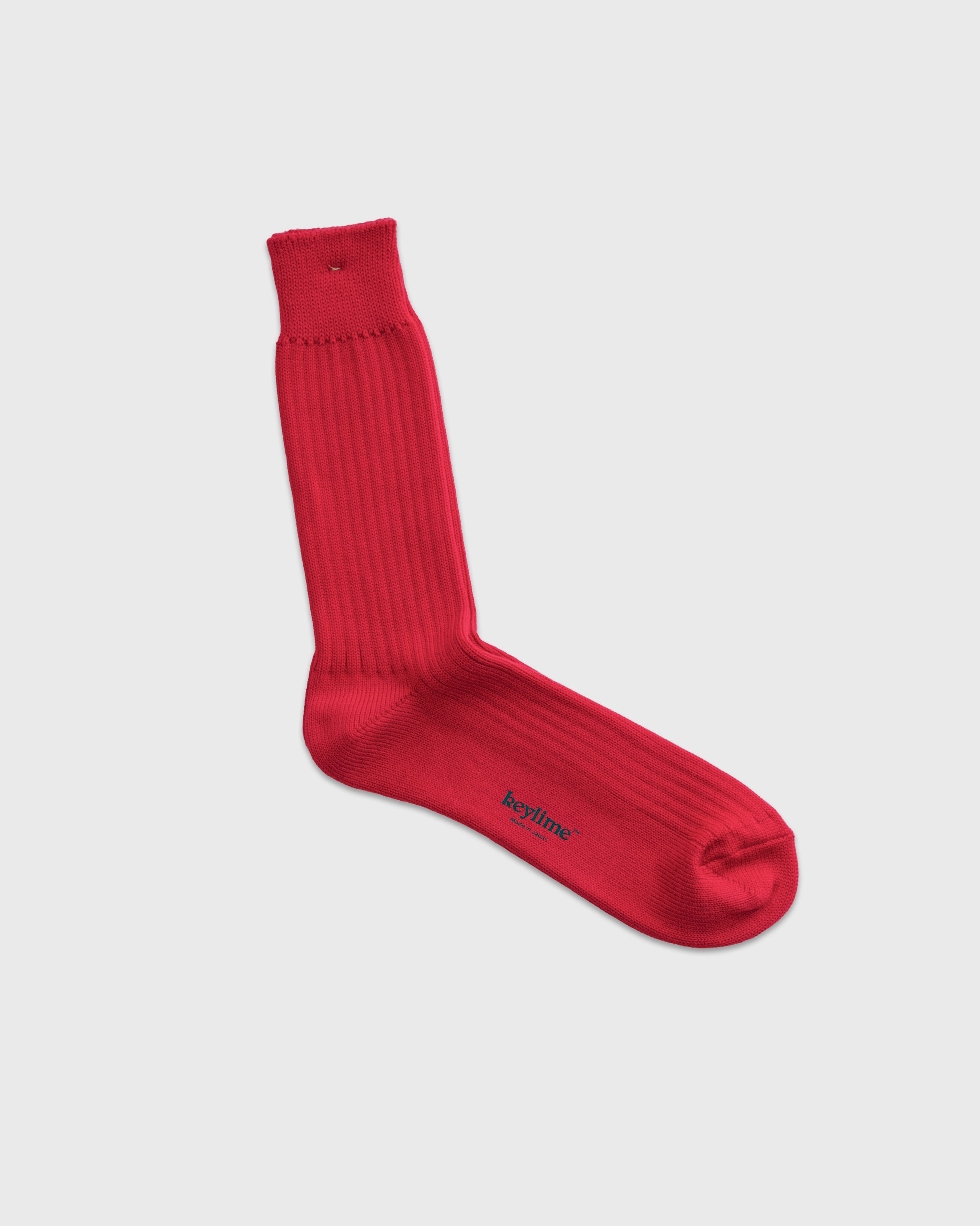 keylime Cotton Rib Socks, Red