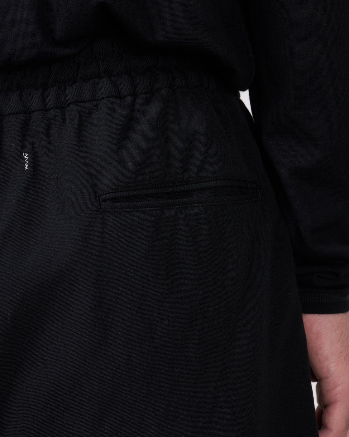 TOHNAI Wool Silk Gabardine Relaxed Trousers, Black