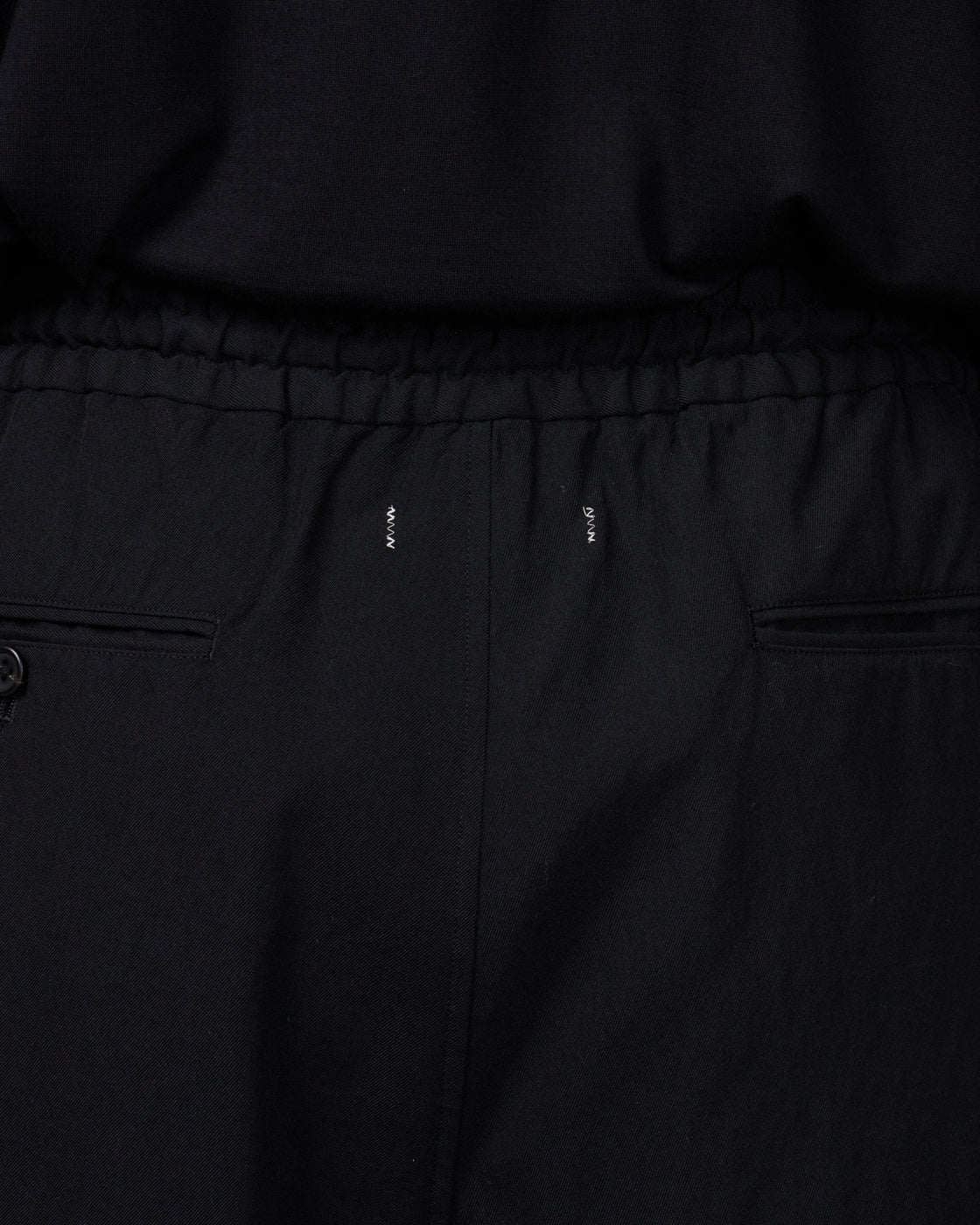 TOHNAI Wool Silk Gabardine Relaxed Trousers, Black