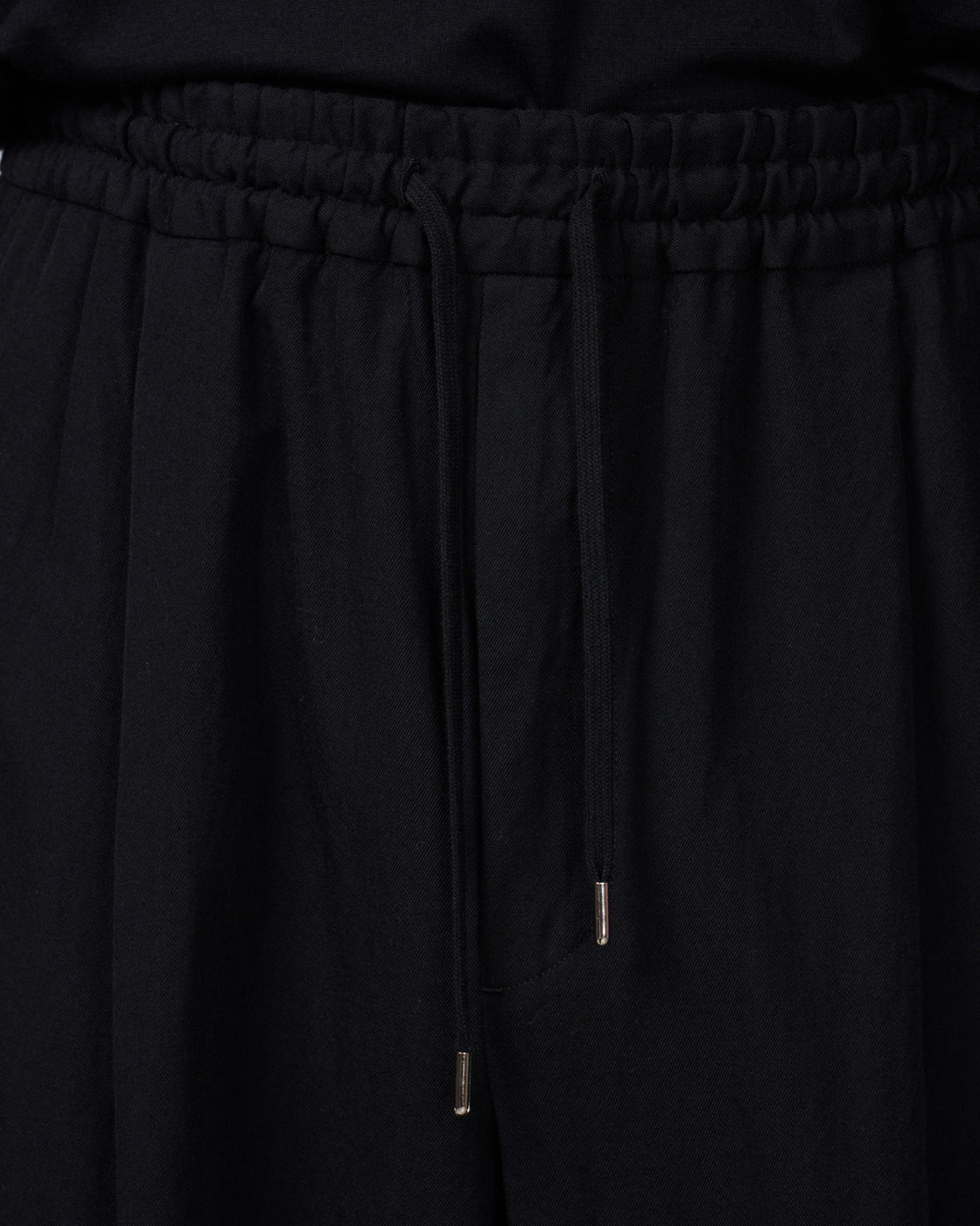 TOHNAI Wool Silk Gabardine Relaxed Trousers, Black