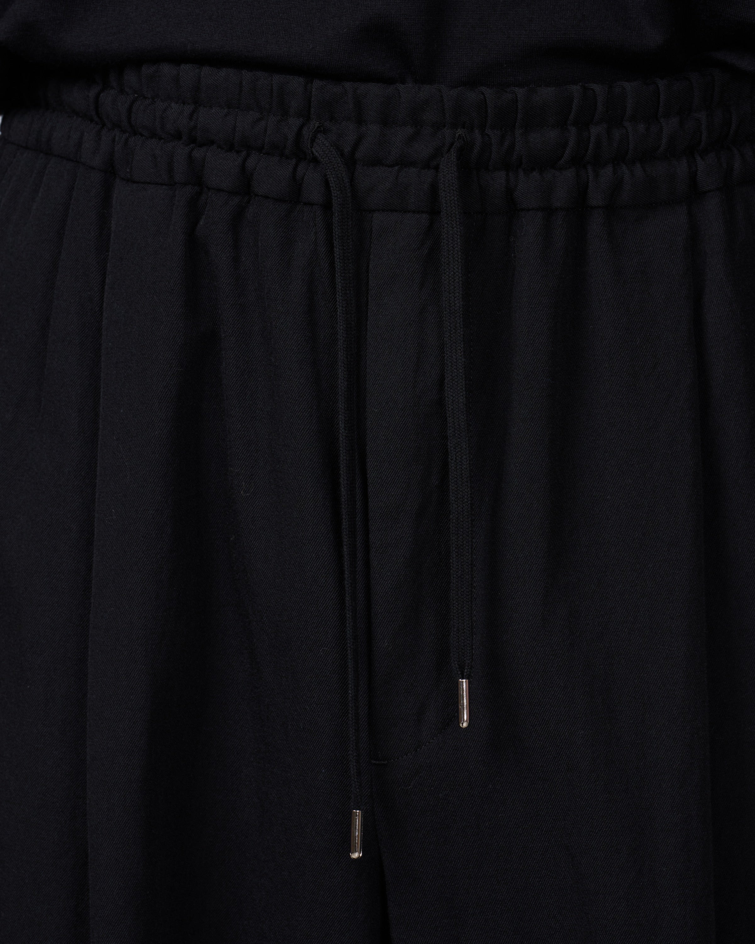 TOHNAI Wool Silk Gabardine Relaxed Trousers, Black