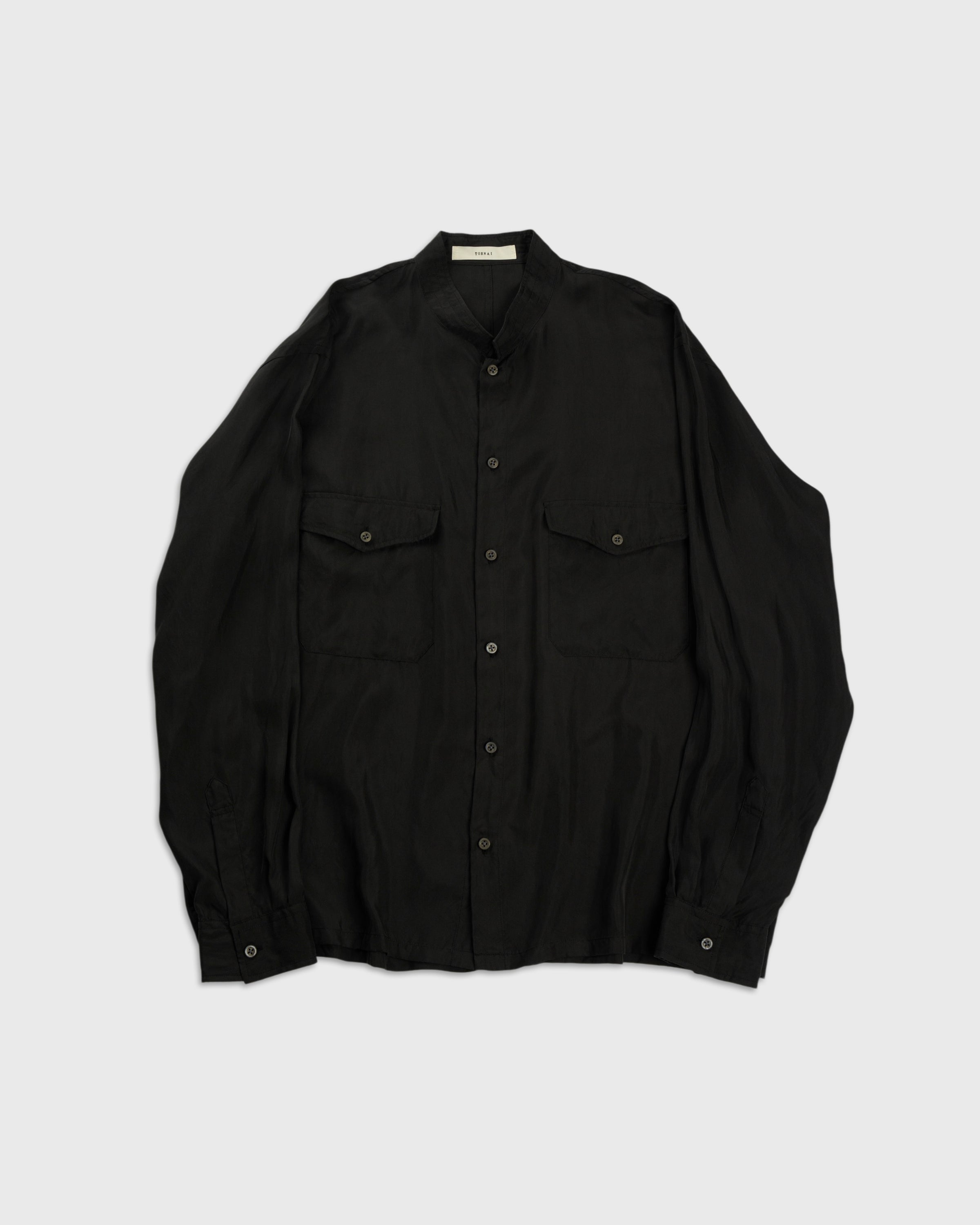 kiwanda  シルクシャツ ROUNDED TEXTURED-SILK SHIRT ラウンドシルエット テクスチャード