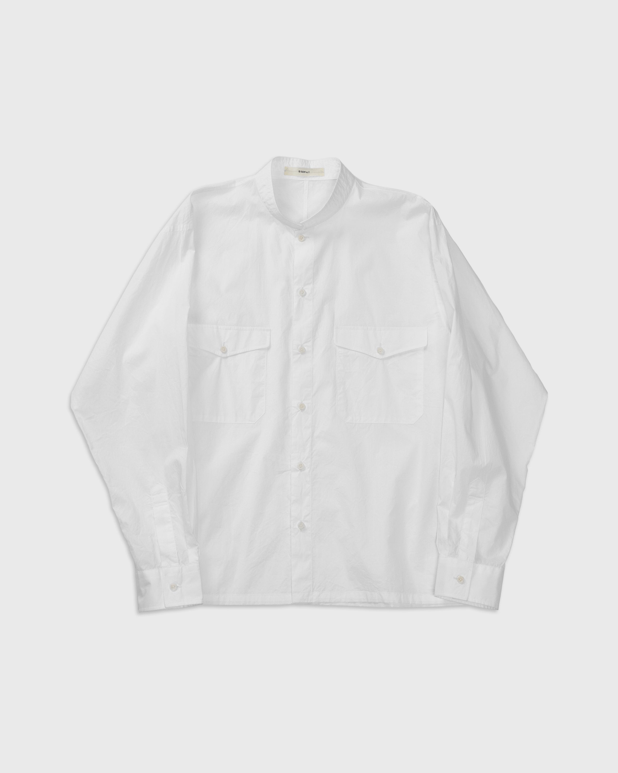 TOHNAI Band Collar Shirt, White