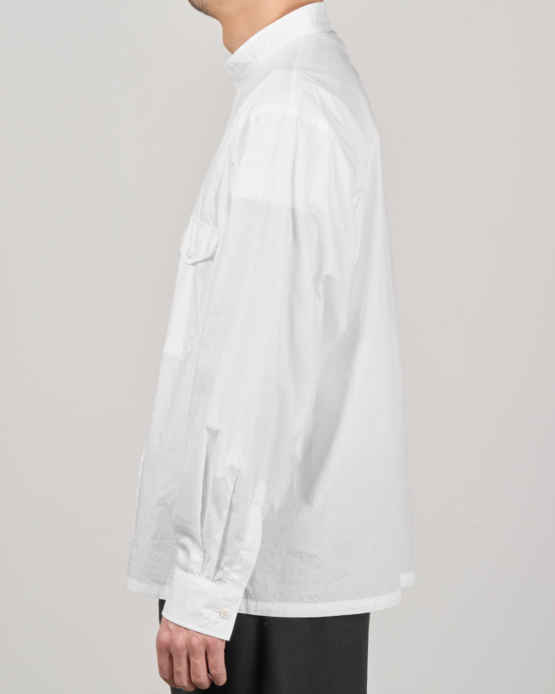 TOHNAI Band Collar Shirt, White