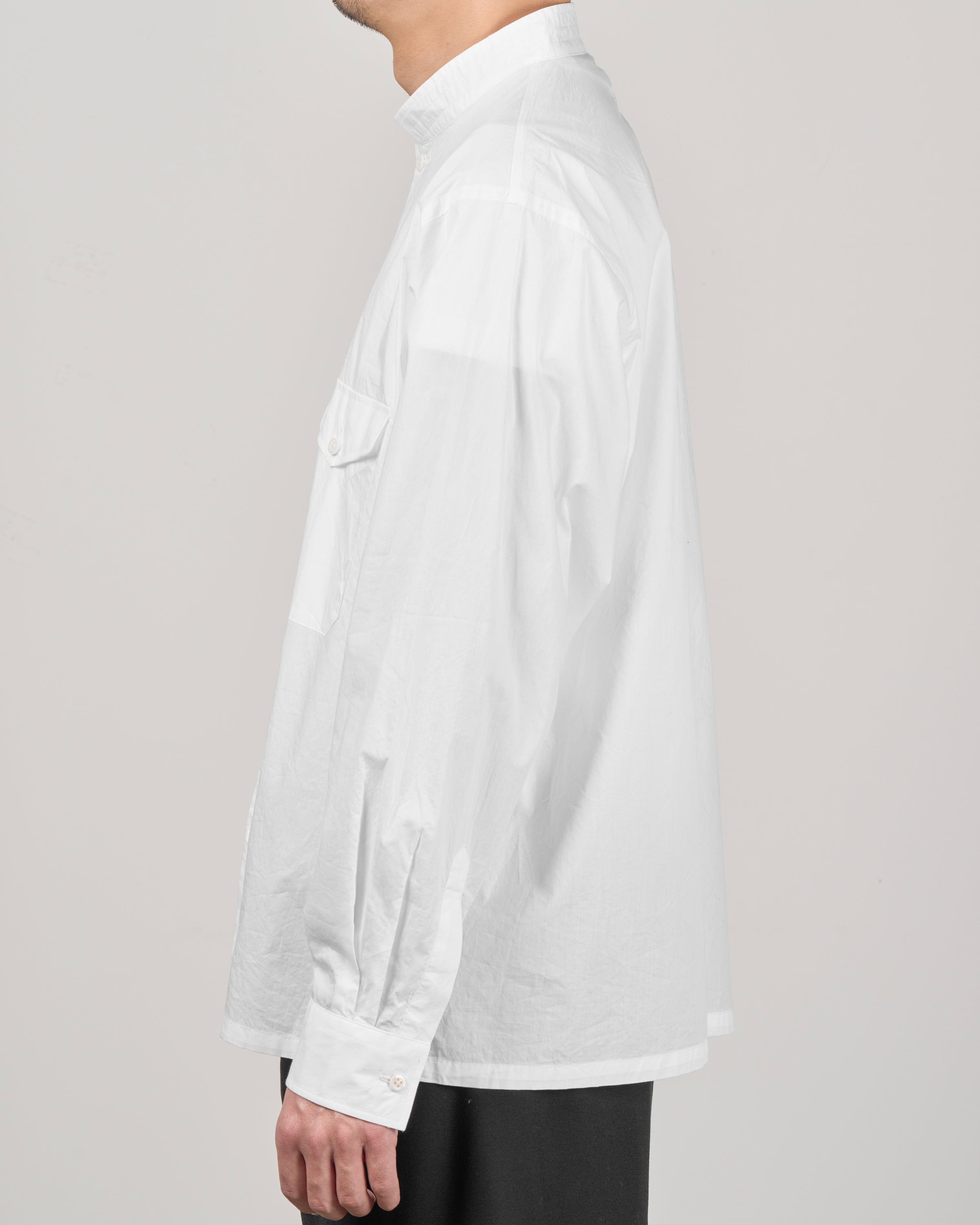 TOHNAI Band Collar Shirt, White