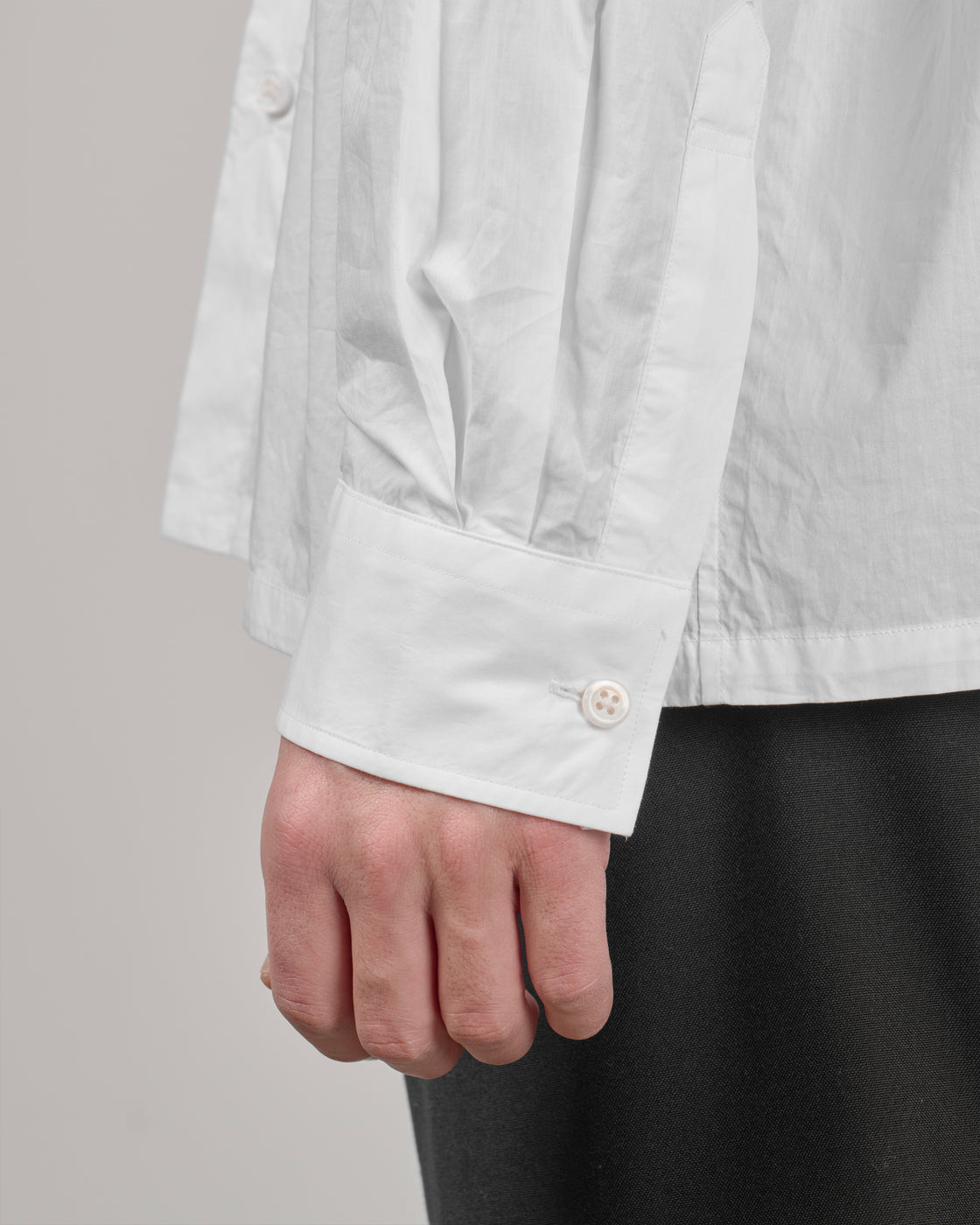 TOHNAI Band Collar Shirt, White