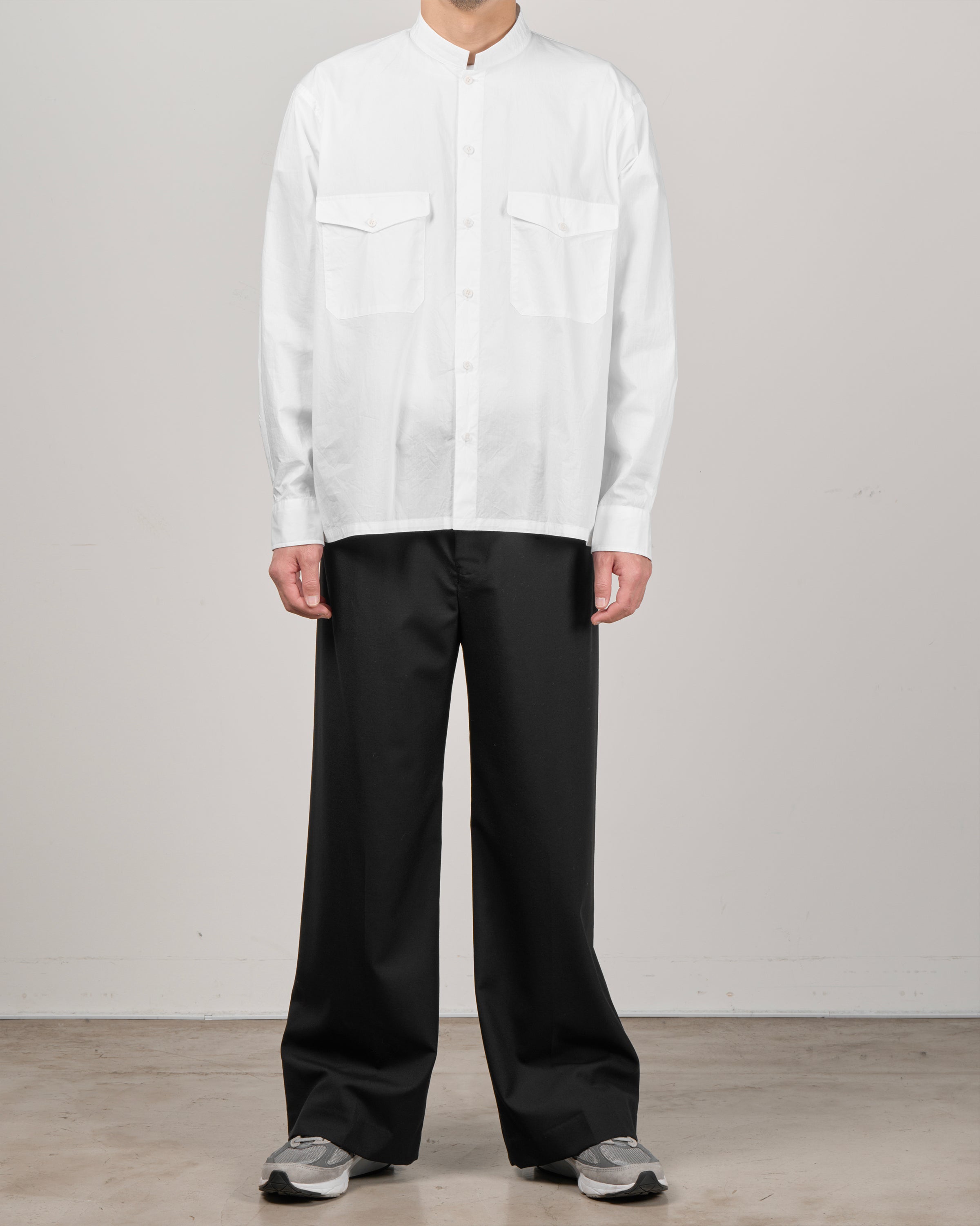 TOHNAI Band Collar Shirt, White