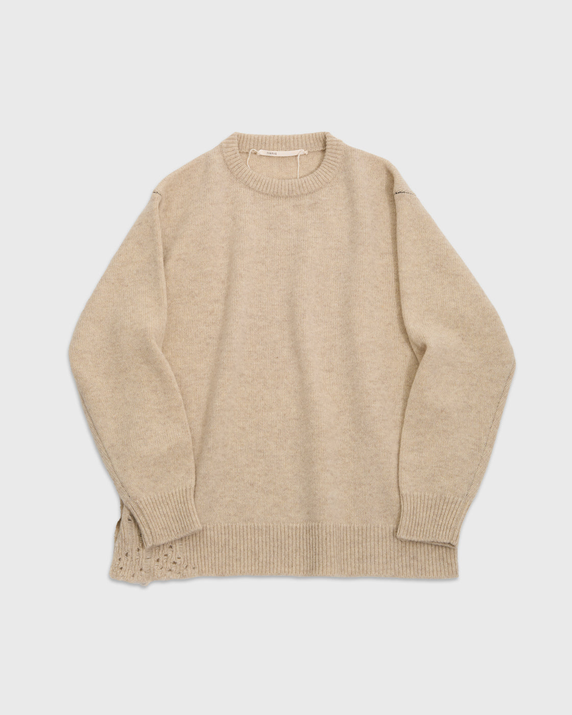 TOHNAI Chunky Crew Neck Knit, Ivory