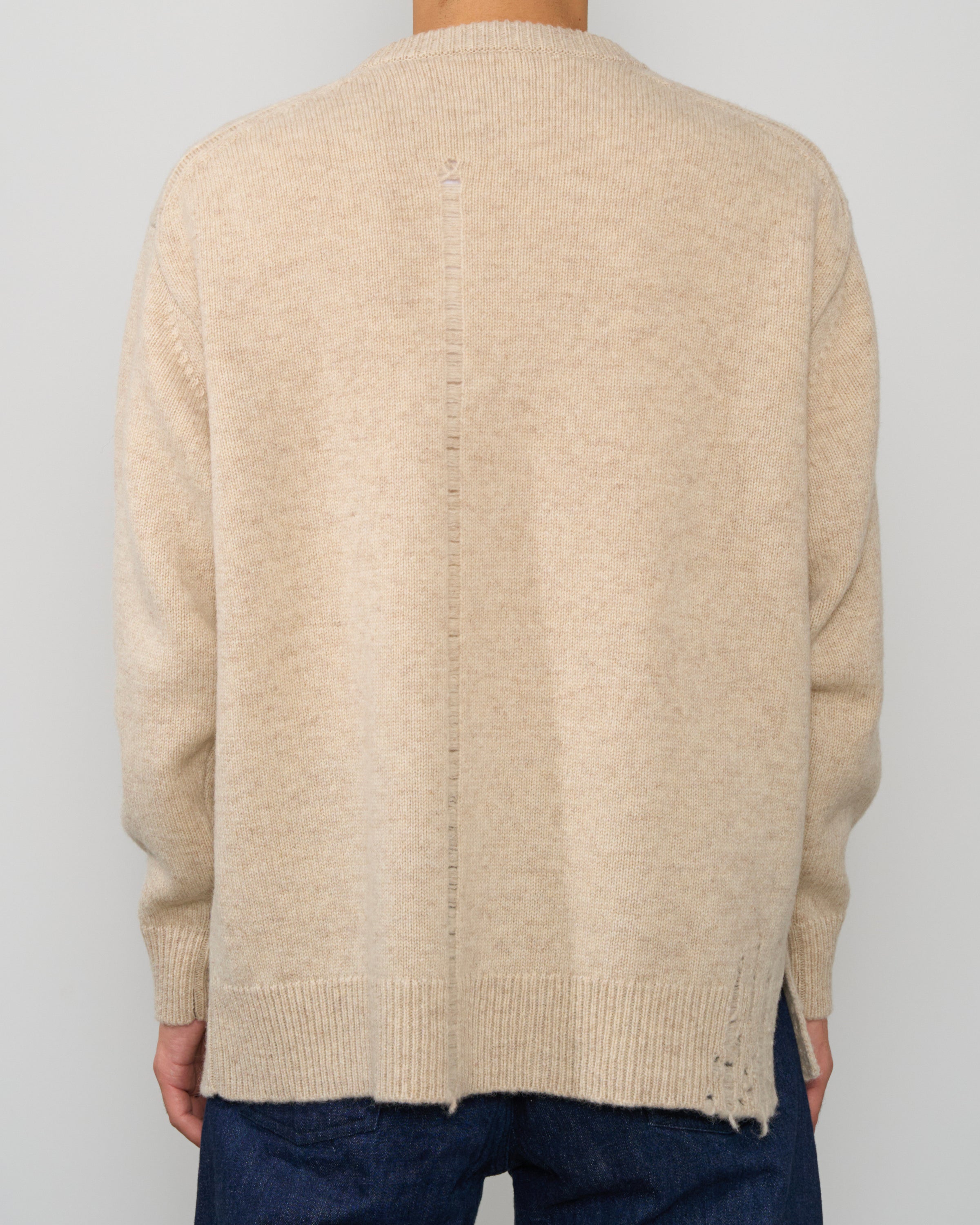 TOHNAI Chunky Crew Neck Knit, Ivory