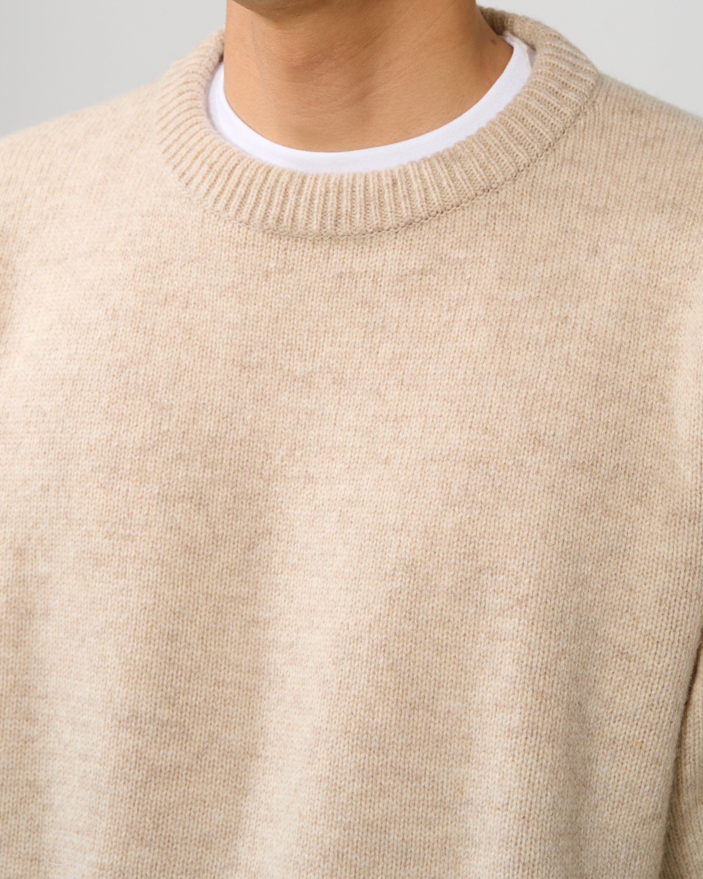 TOHNAI Chunky Crew Neck Knit, Ivory