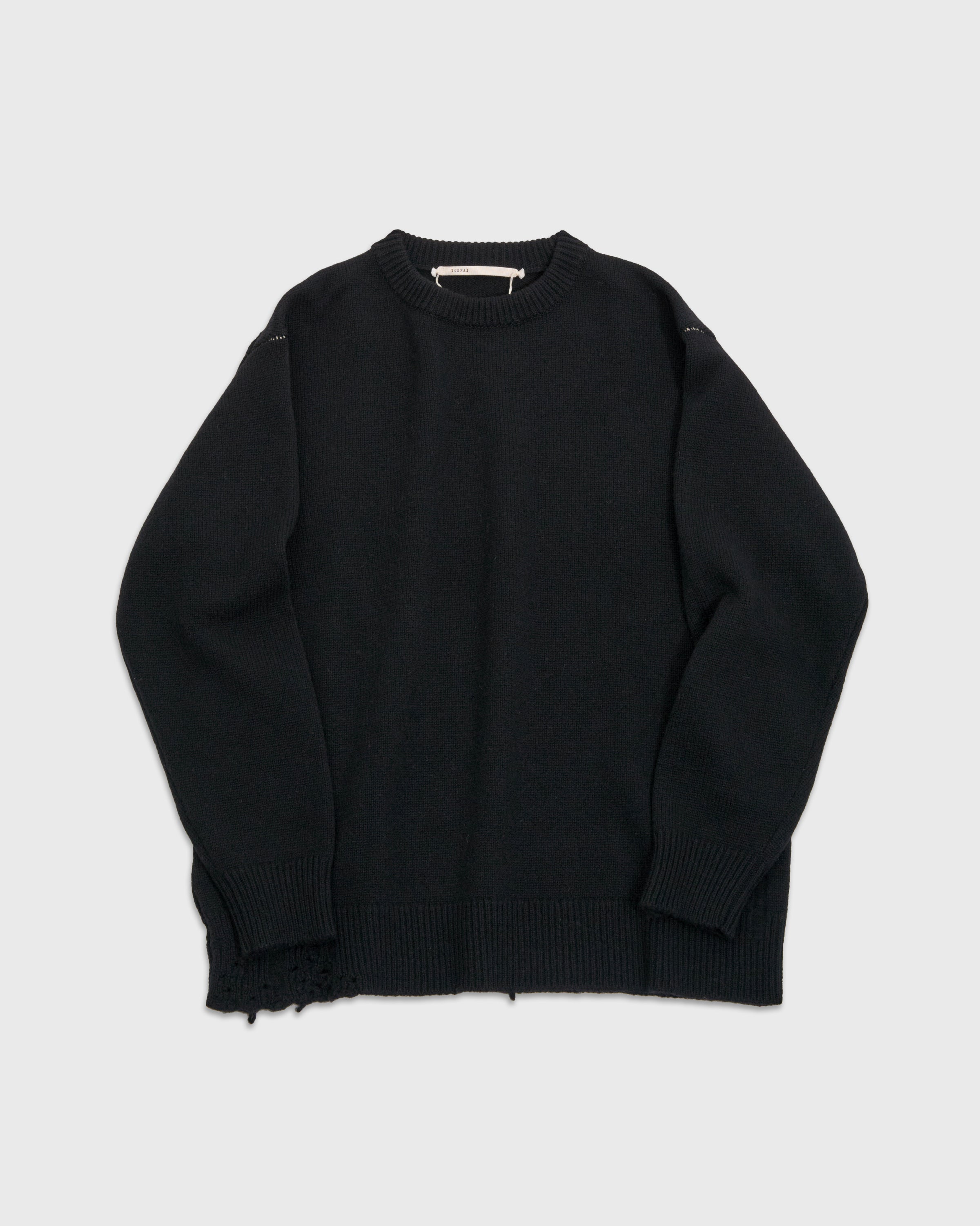 TOHNAI Chunky Crew Neck Knit, Black