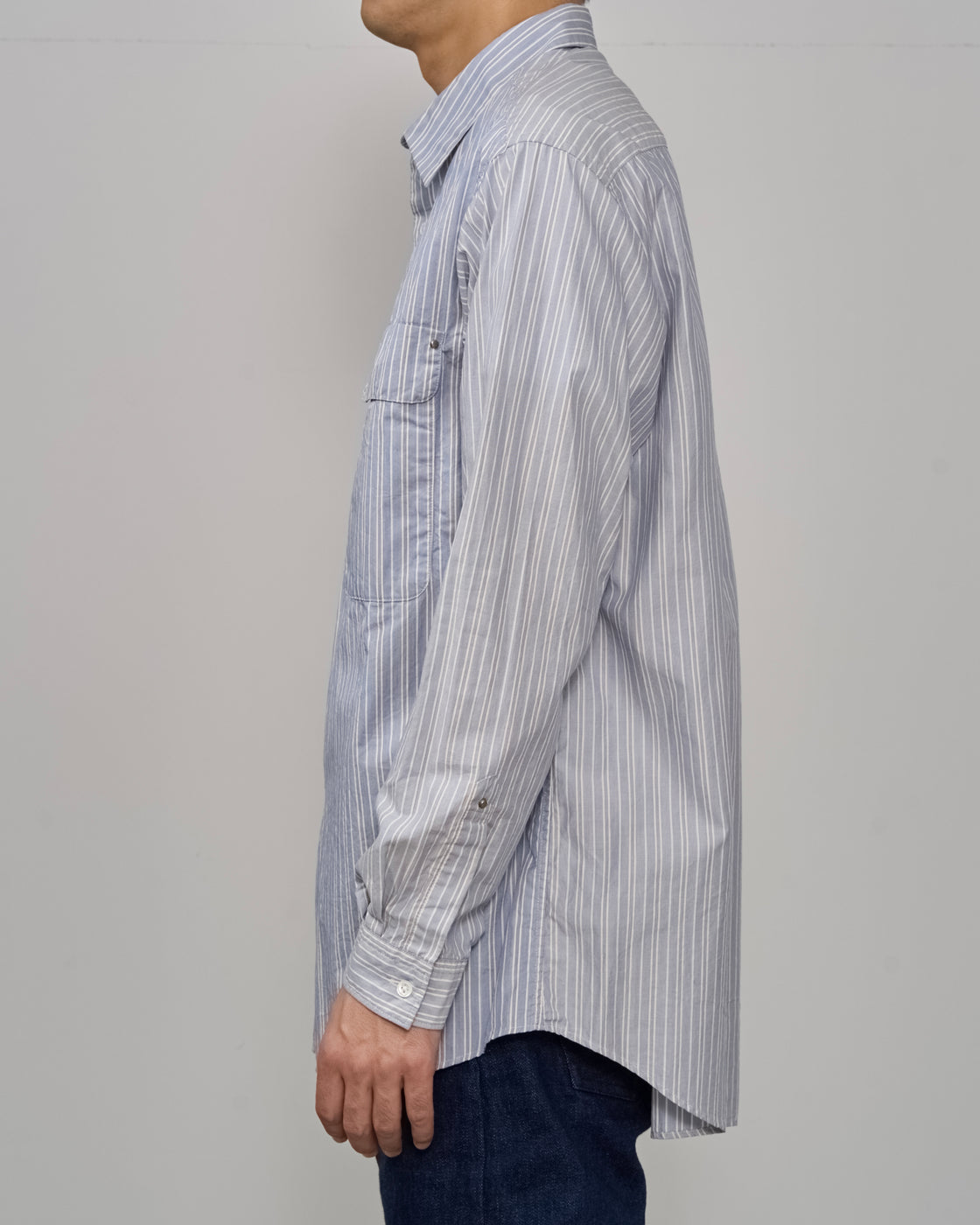 TOHNAI Regular Collar Shirt, Blue Stripe