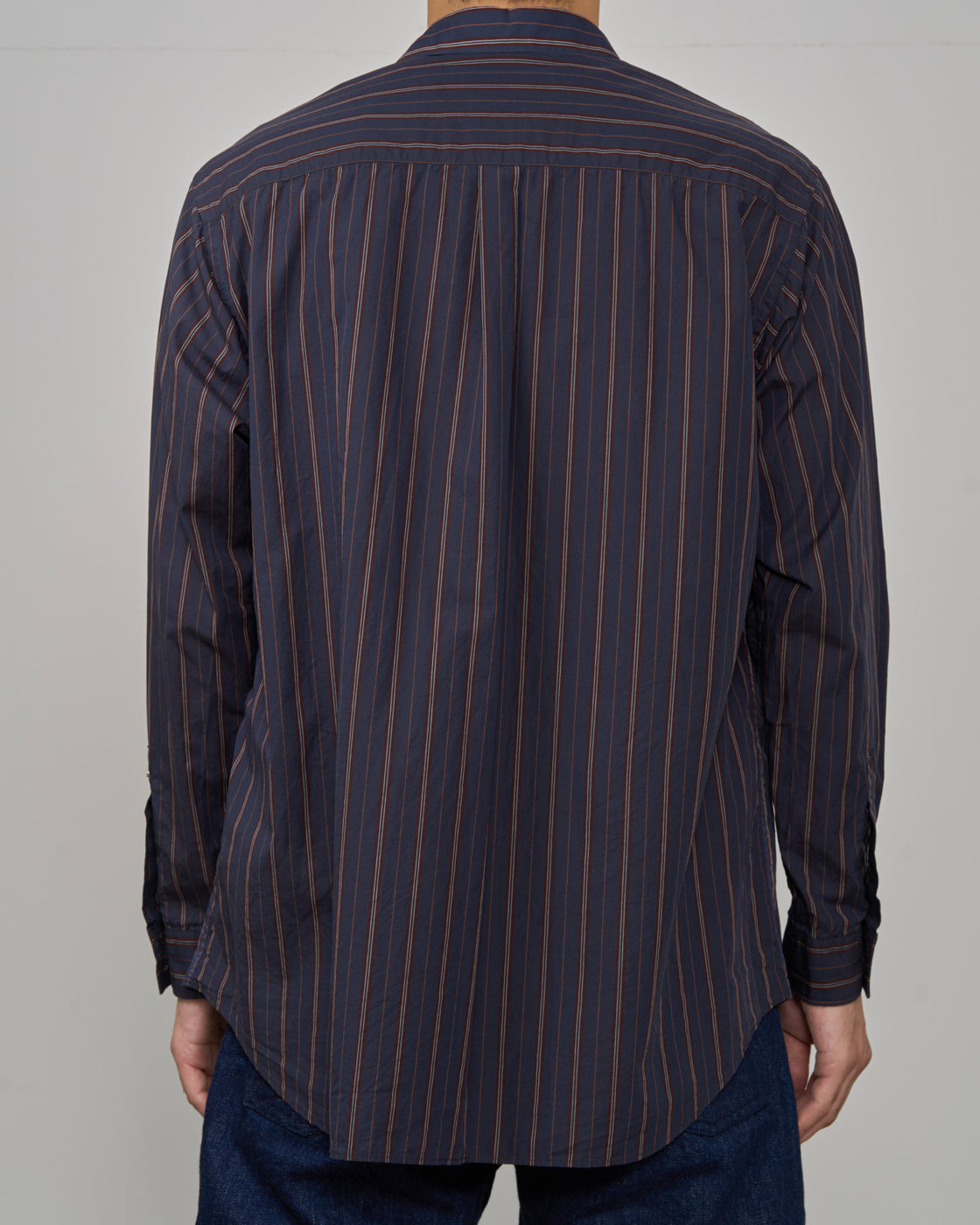 TOHNAI Regular Collar Shirt, Navy Stripe